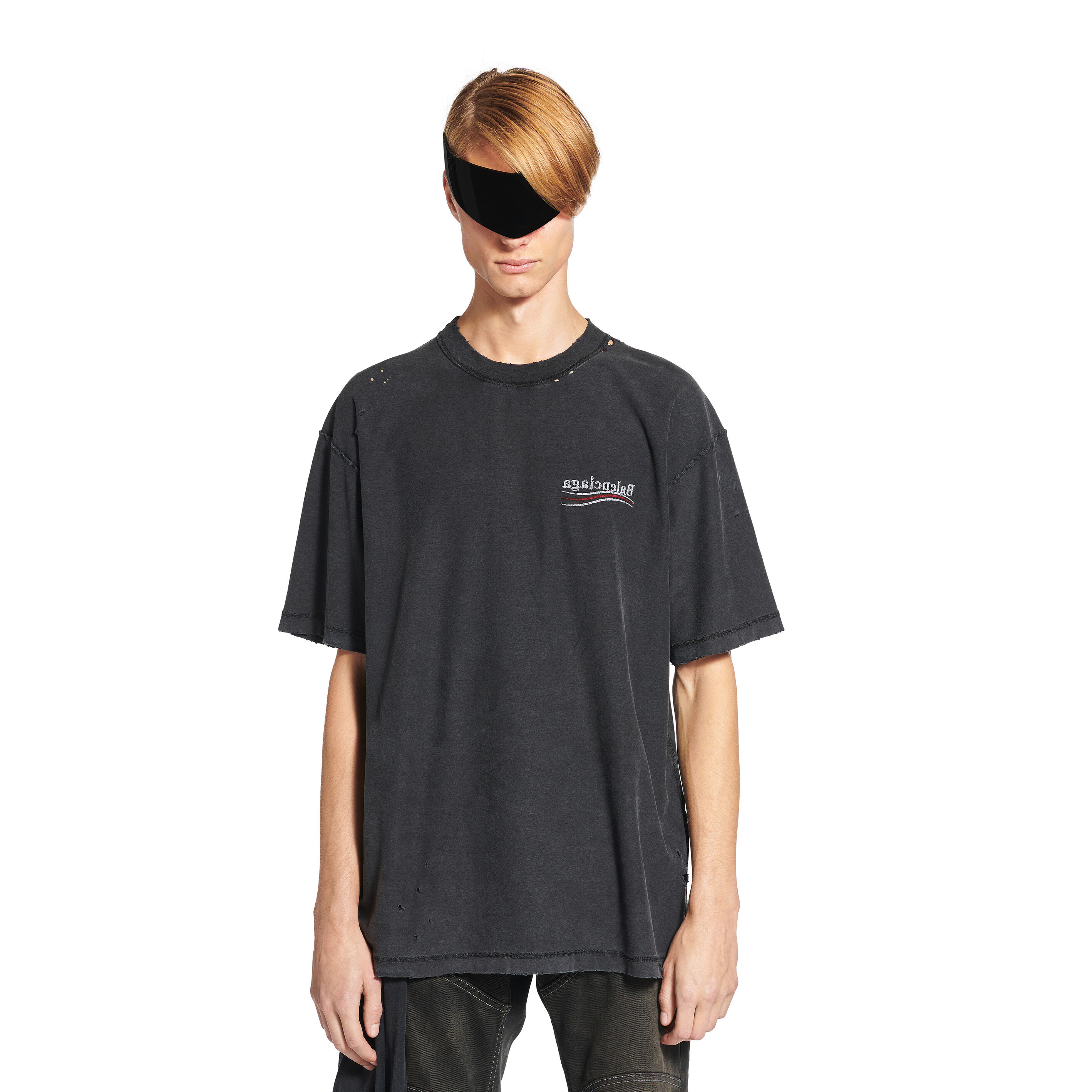 NIGO Balenciaga POLITICAL CAMPAIGN INSIDE-OUT Men's Summer Washed Colour Embroidered Letter Short Sleeve Fashionable Short Sleeve T-shirt #nigo78142