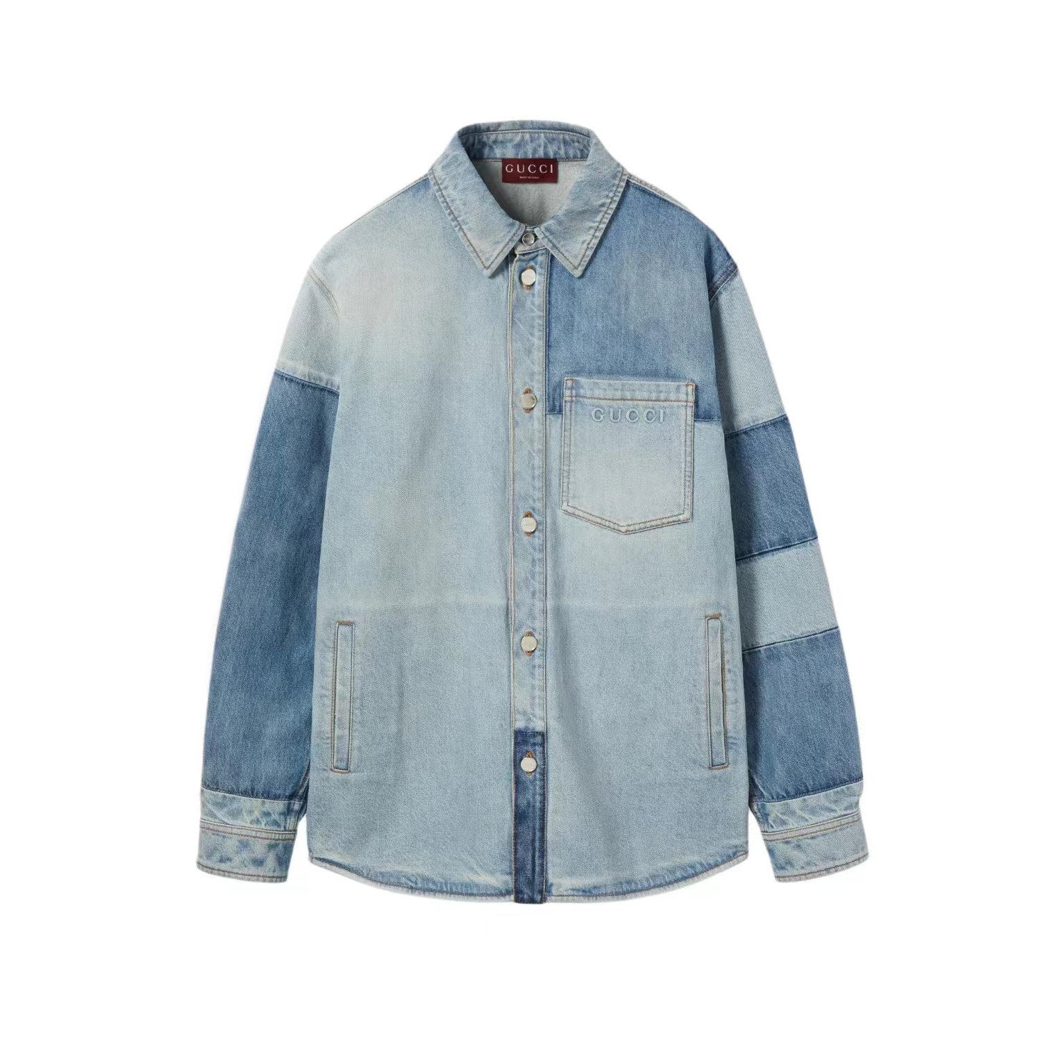 NIGO Gucci Men's Spring/Autumn Fashionable Washed Color Letter Logo Embossed Denim Shirt Jacket #nigo78161