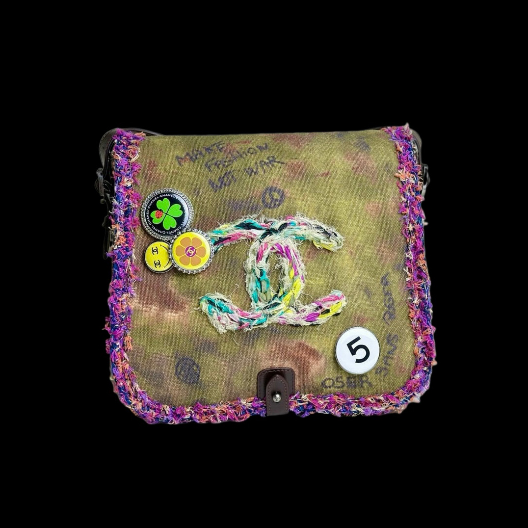 NIGO Chanel Women's Fashion Trend Classic Graffiti Shoulder Bag With Round Badge Decoration Casual Tote Bag Crossbody Bag Bags #nigo78153