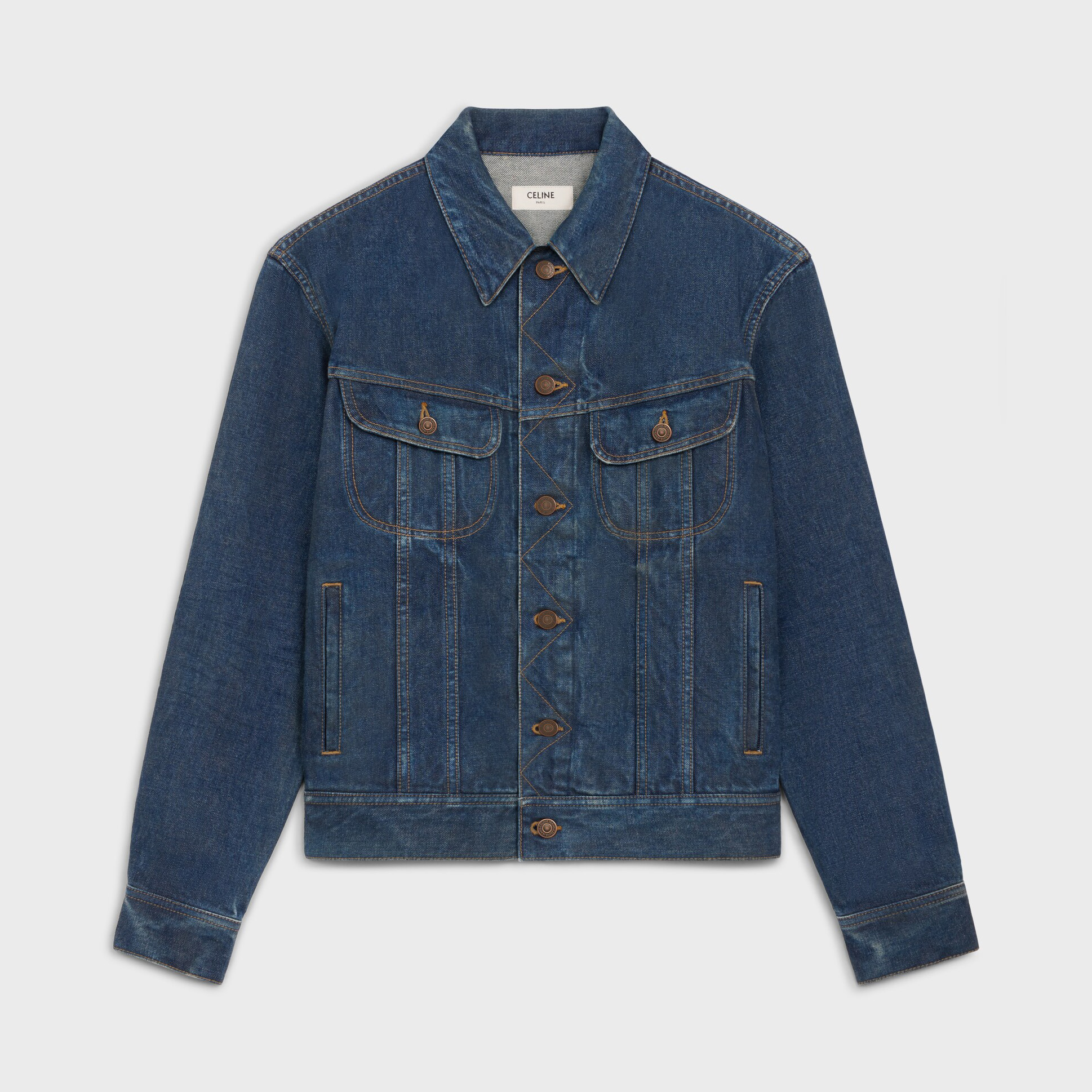 NIGO Celine ROYAL INDIGO Men's Spring/Autumn Classic Washed Color Truchker Jacket Cotton Fabric Letter Pattern Jacket #nigo78162