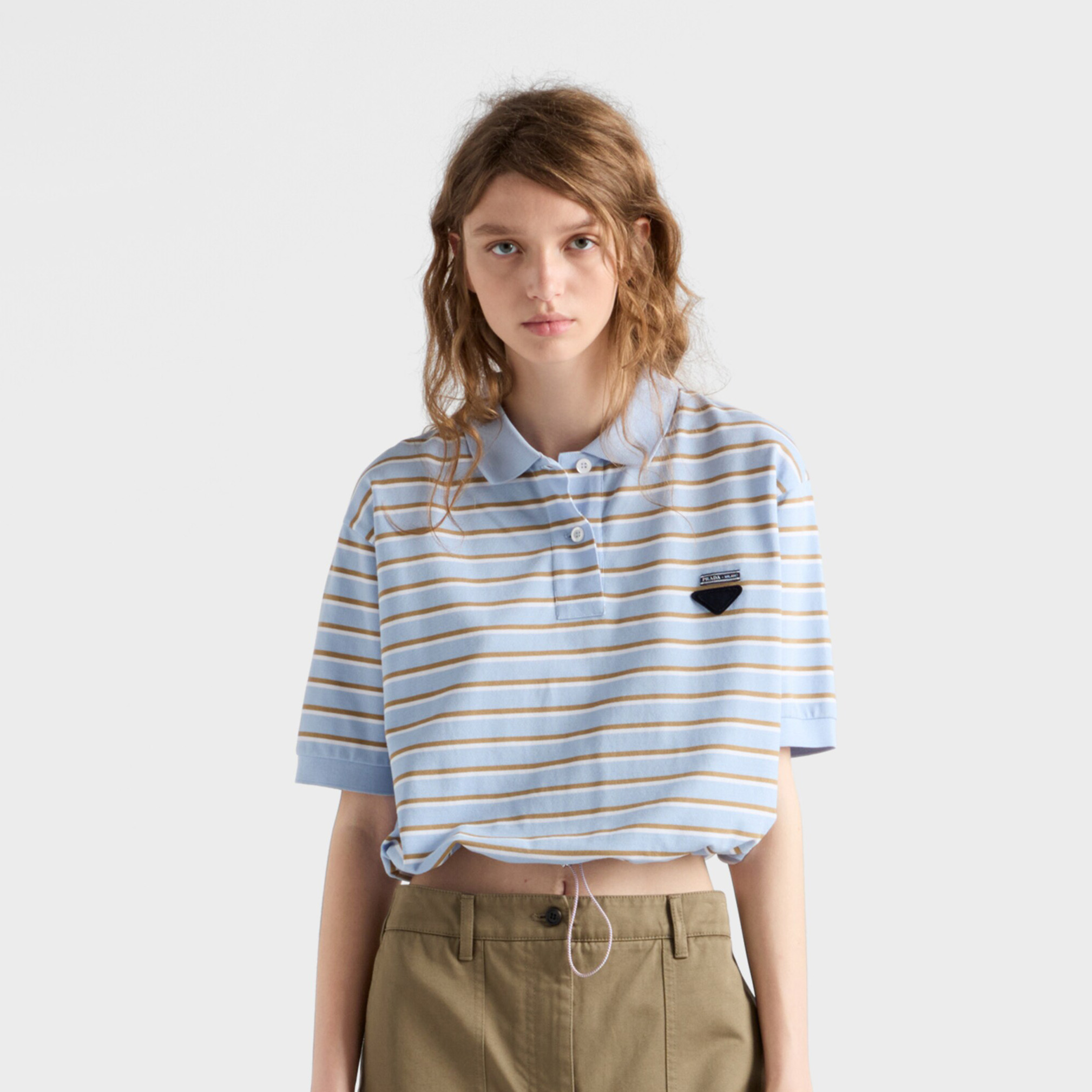 NIGO Prada Women's Summer Fashion Casual Short Sleeve Striped Polo Shirt With Collar And Drawstring Polo Shirt T-shirt #nigo78155