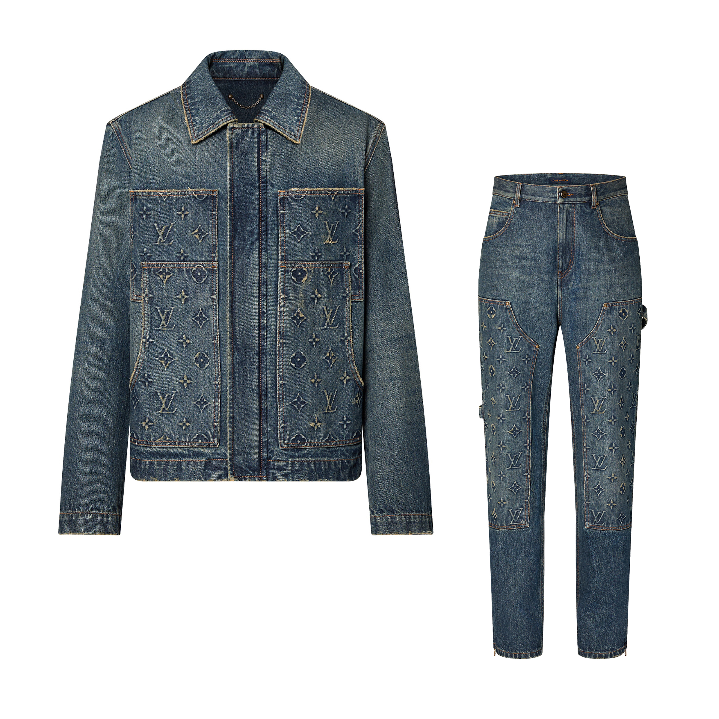 NIGO Louis Vuitton Workwear Denim Jacket Carpenter Pants Spring Autumn Long Sleeved Coat And Set #nigo96337