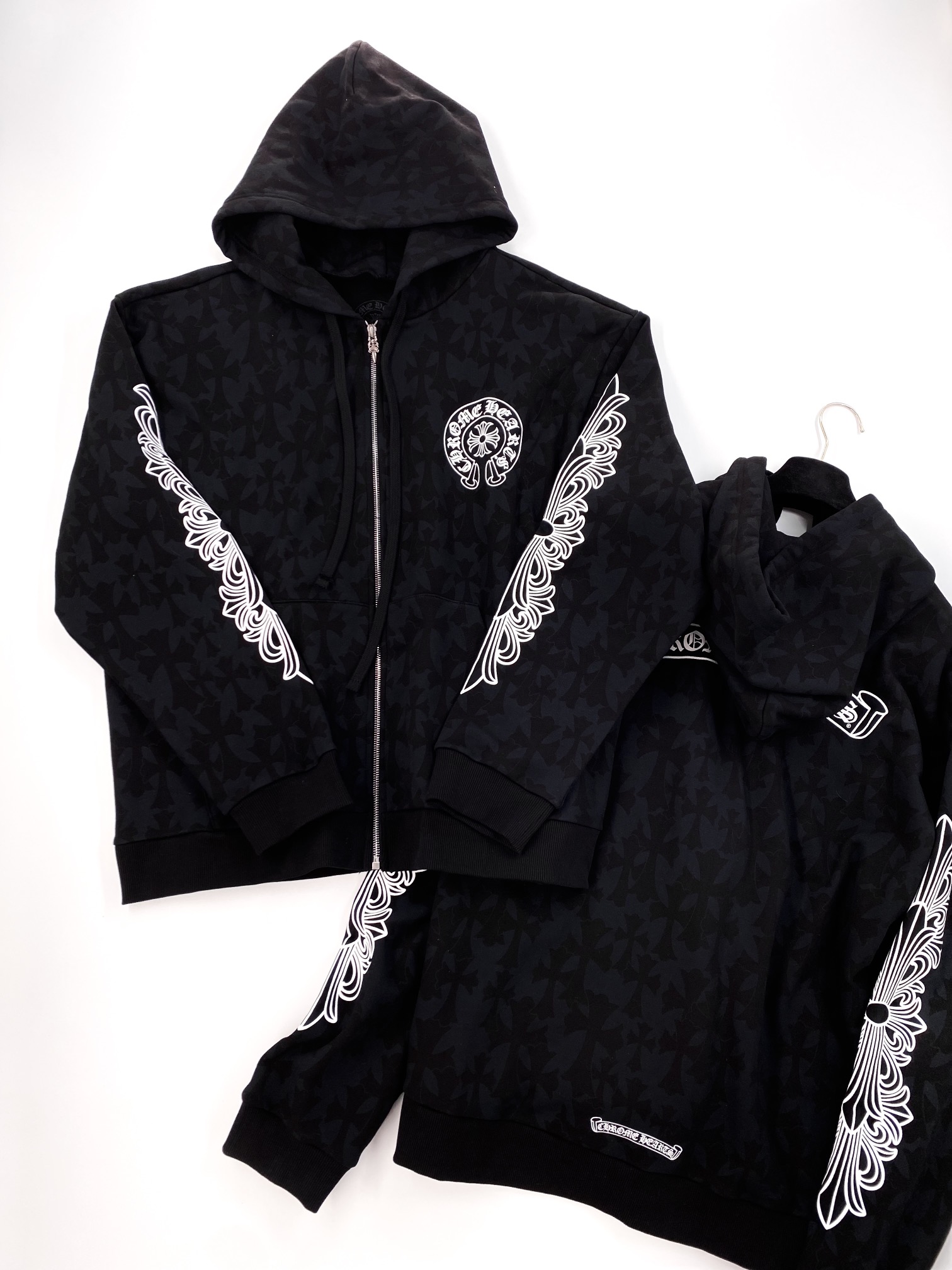 NIGO Chrome Hearts Men's Spring and Fall Black Logo Printed Zipper Long Sleeve Hooded Jacket #nigo99847