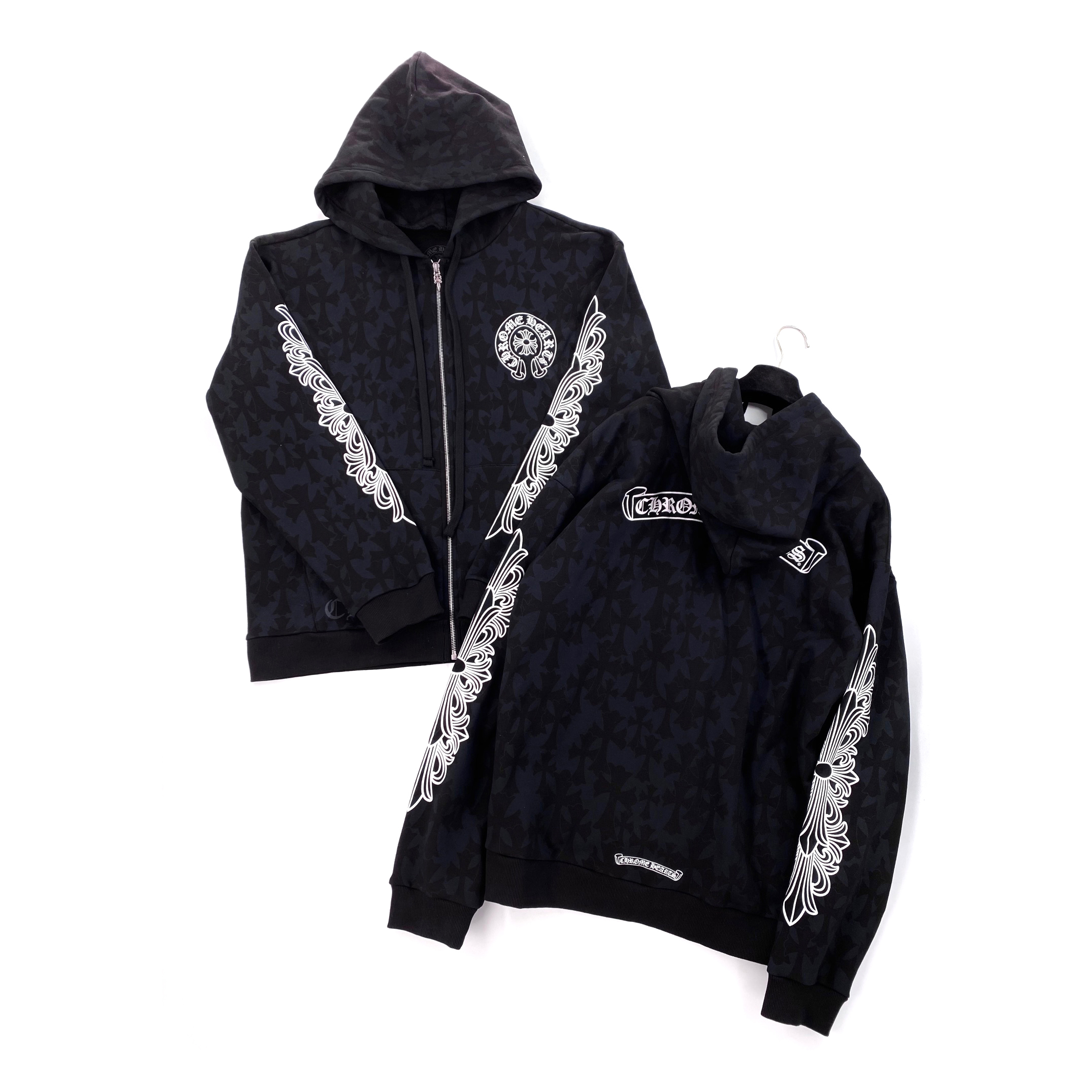 NIGO Chrome Hearts Men's Spring and Fall Black Logo Printed Zipper Long Sleeve Hooded Jacket #nigo99847