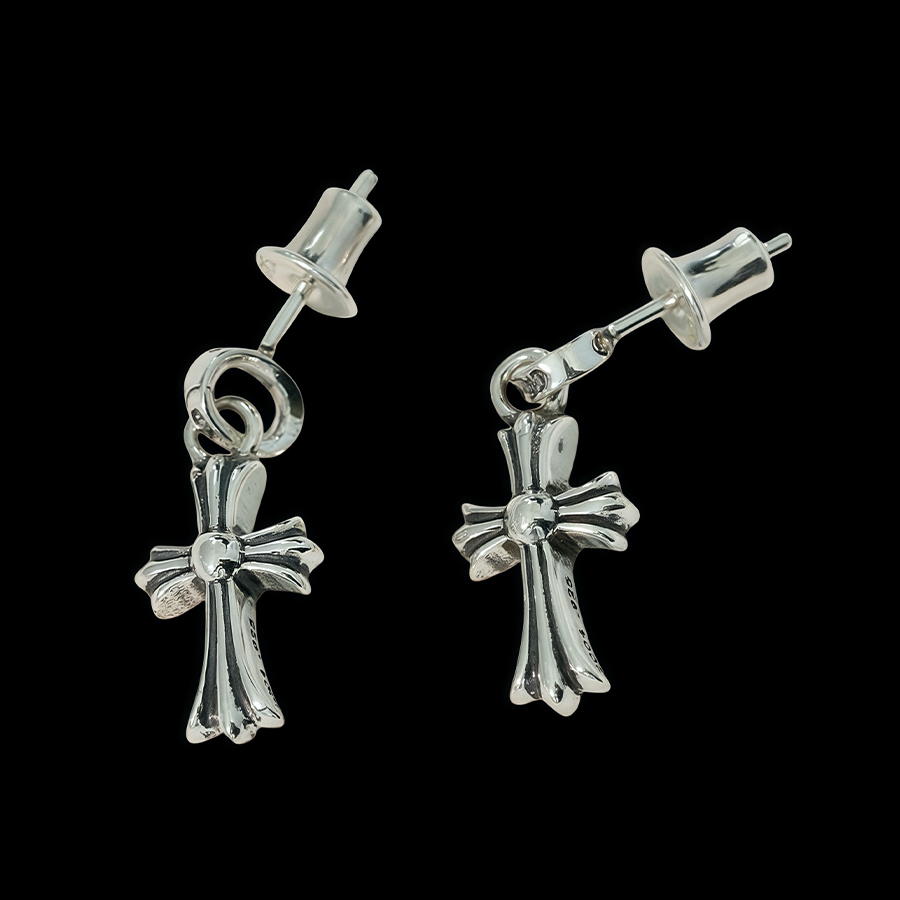 NIGO Chrome Hearts Men's And Women's Classic Cross Earrings Pendant Silver Fashion Accessories Stud Earrings Jewelry Accessories #nigo81358