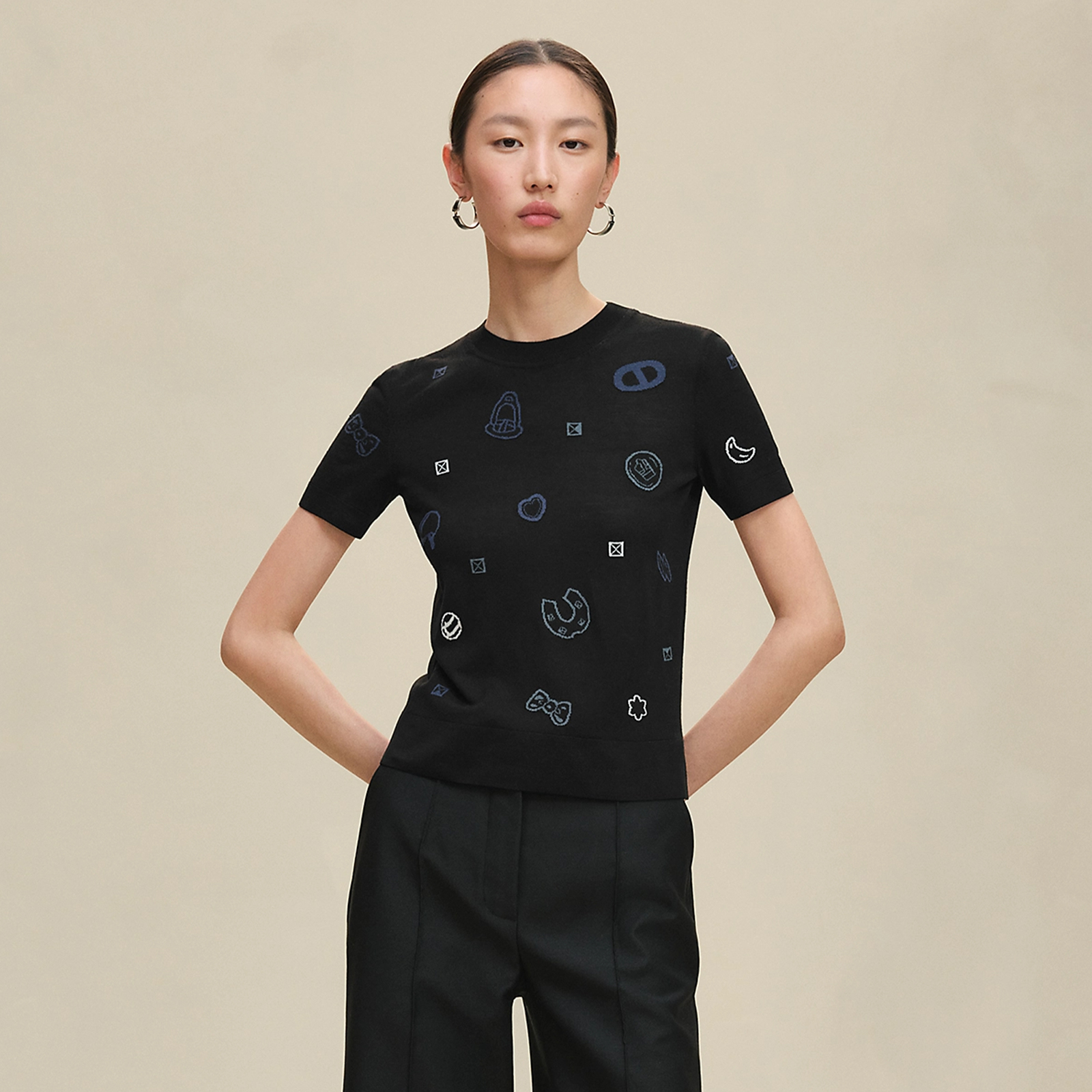 NIGO Hermes Women's Floral Jacquard Colorful Summer Round Neck Stretch Knitted Wool Blend Short Sleeve Top Sweater Ngvp #nigo2135