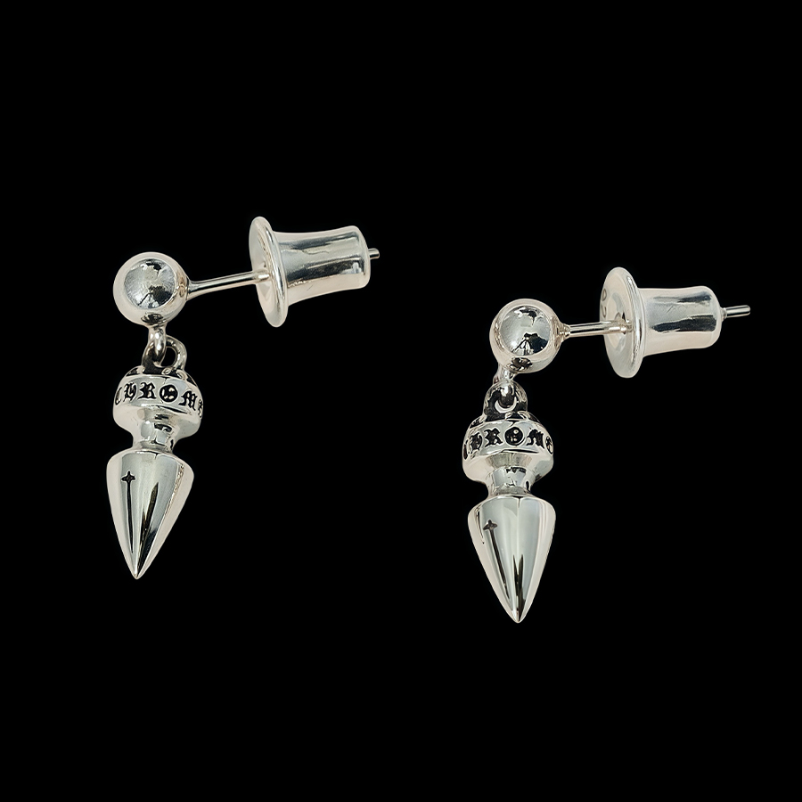 NIGO Chrome Hearts Men's And Women's Silver Bullet Ear Studs Classic Fashion Jewelry Retro Trend Logo Engraved Earrings Jewelry Accessories #nigo81357