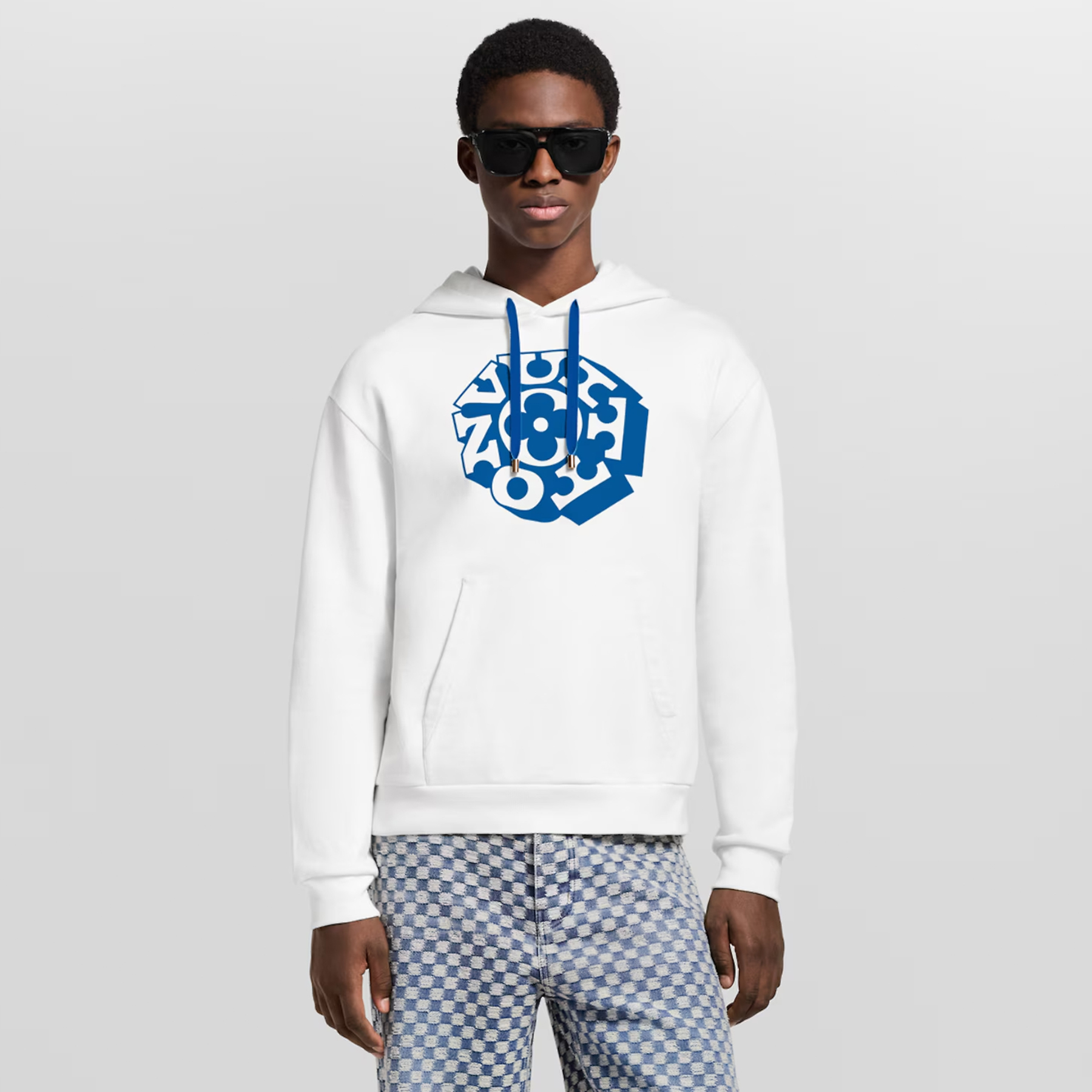 NIGO Louis Vuitton Vuitton Flower Pattern Print White Sweatshirt Fashion Trend Hooded Drawstring Men's Spring And Autumn Pullover Hoodie #nigo81419