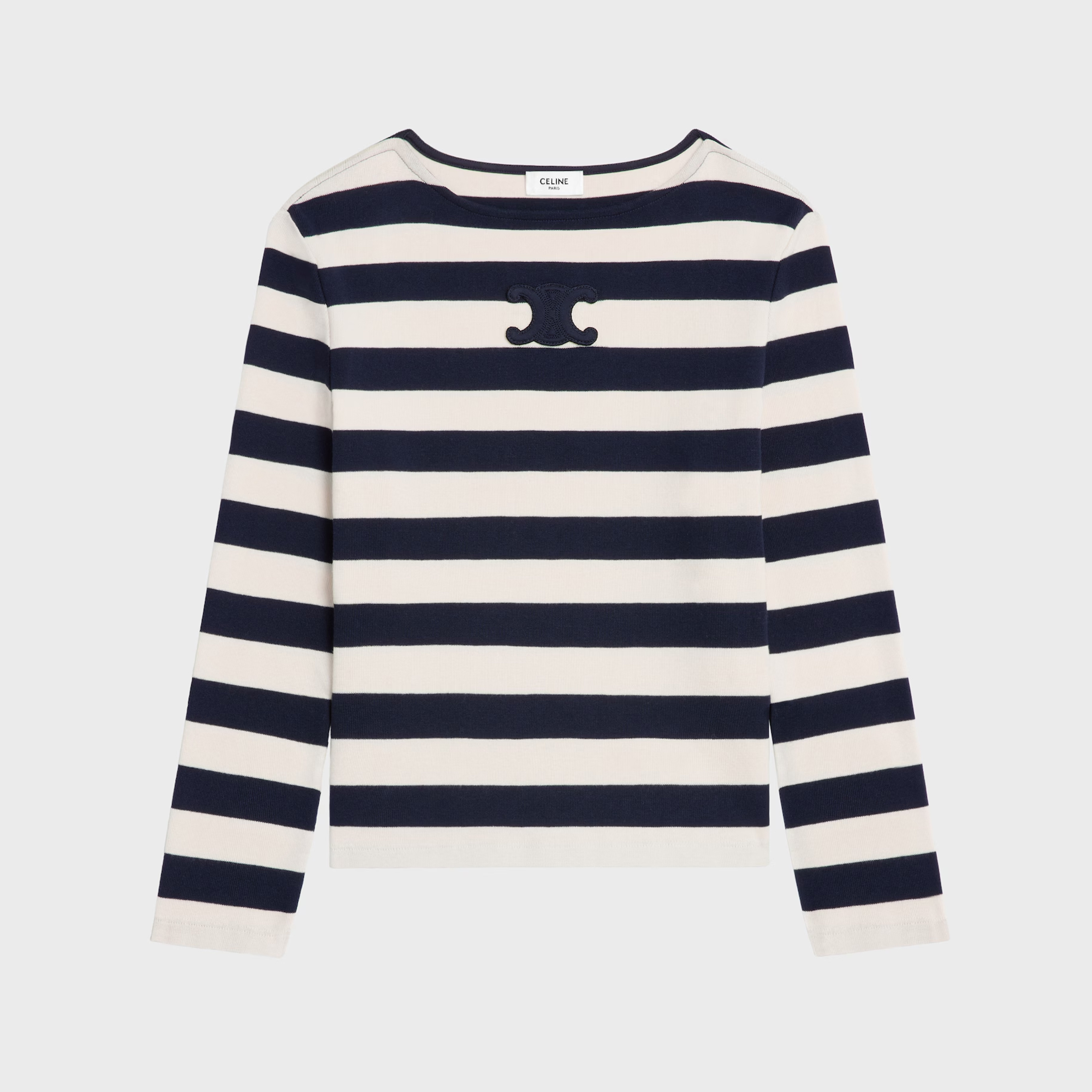 NIGO Celine Women's Triomphe MarinièRe Striped Embroidered Knitted Long-Sleeved T-Shirt Solid Color Spring And Autumn Cotton #nigo81465