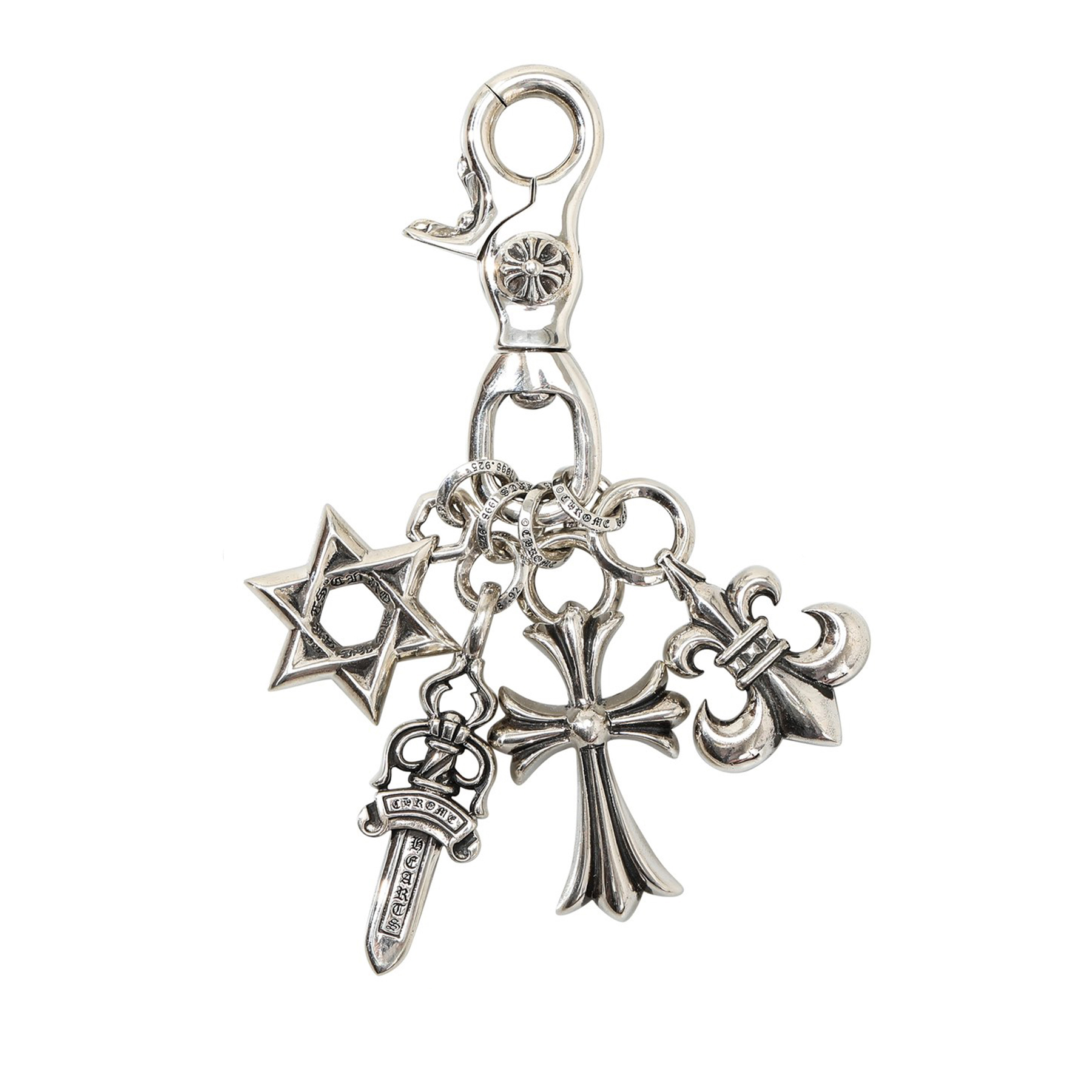 NIGO Chrome Hearts Multi-element Keychain Cross Pentagram Fashion Trend High Street  Accessories 925 Silver #nigo81425