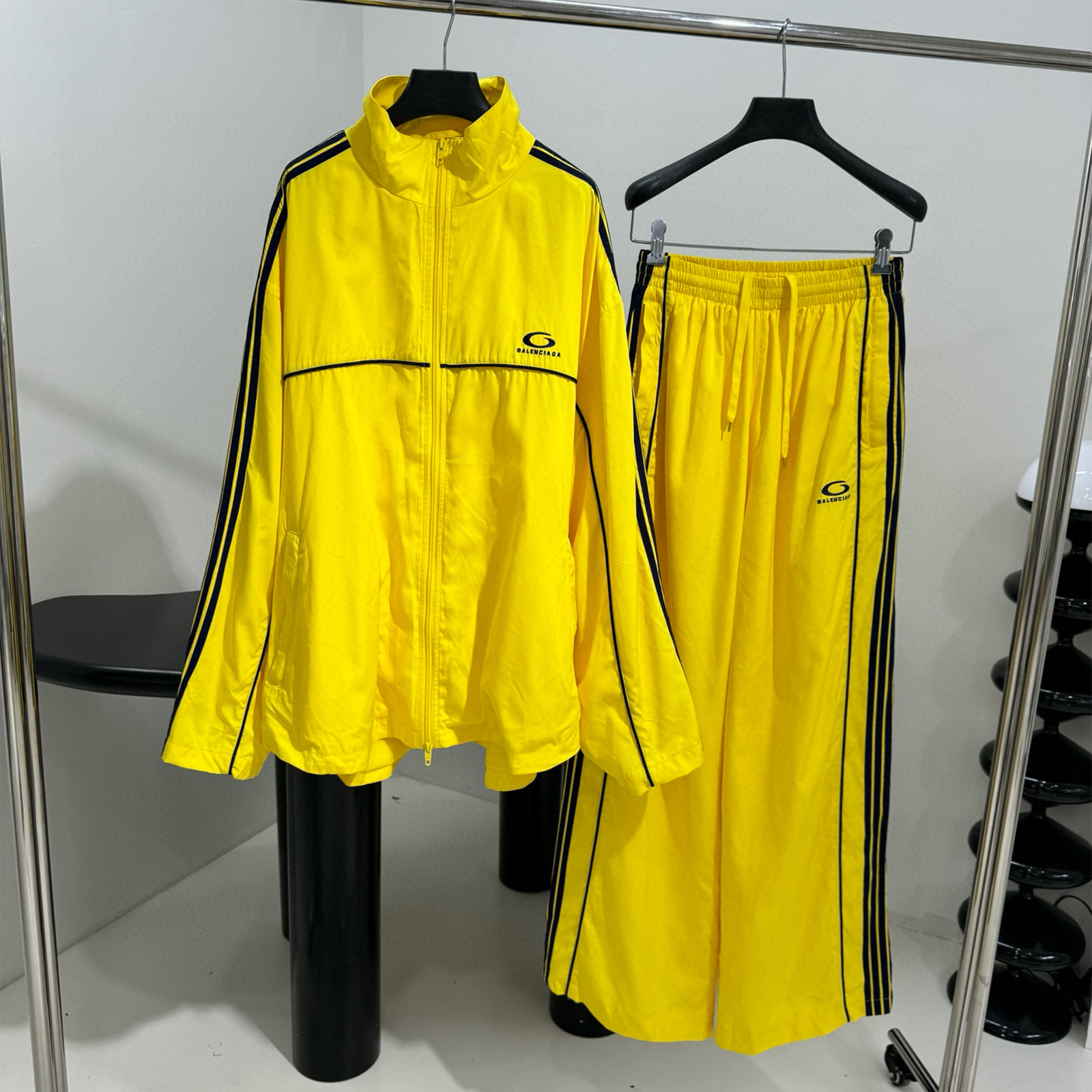 NIGO Balenciaga Men's Large Tracksuit Jacket Spring And Autumn Striped Solid Color Stand-Up Collar Zipper Embroidered Long Sleeve Coat Casual Elasticated Pants #nigo81356