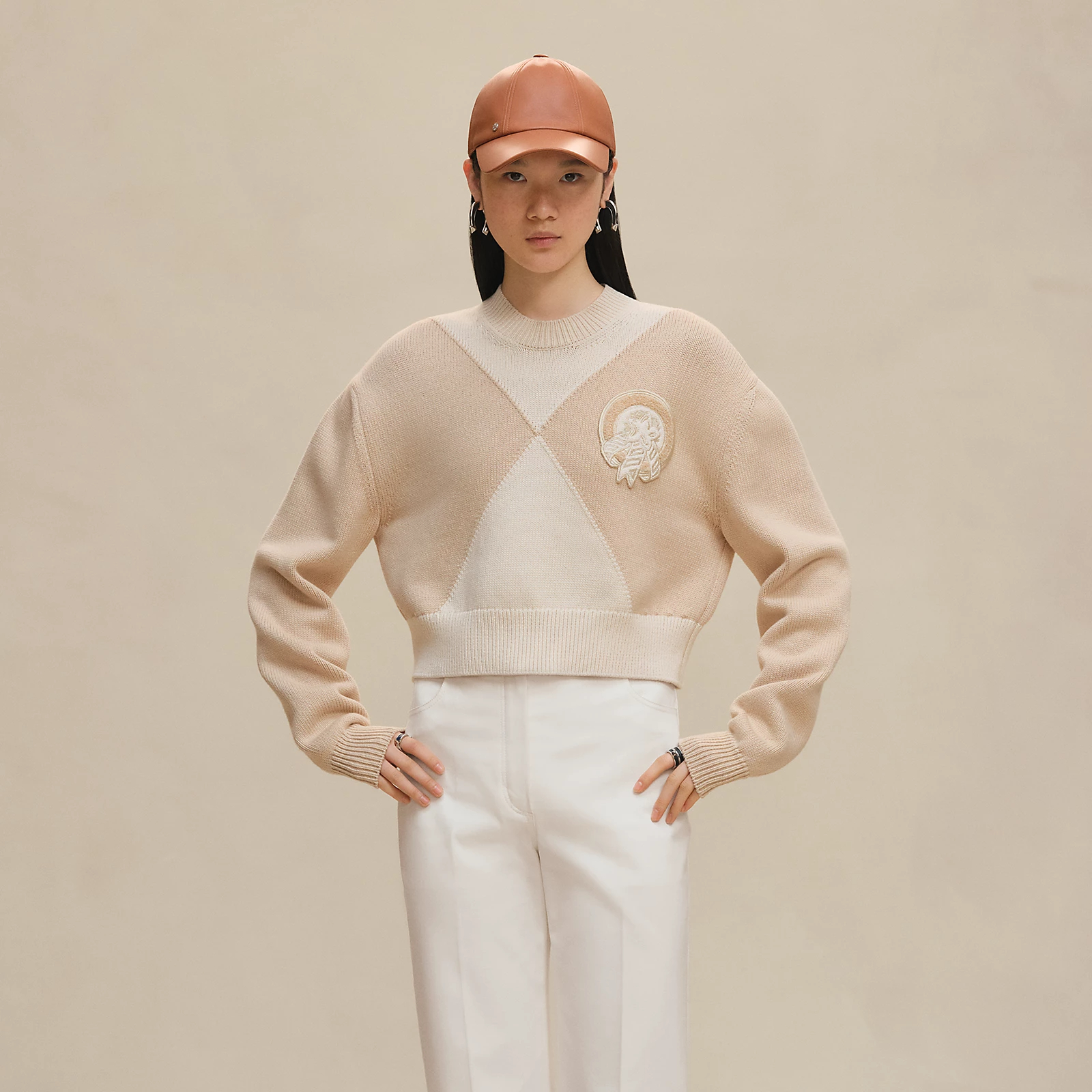 NIGO Hermes Women's Badge Embroidered Spring, Autumn, And Winter Color-Blocked Round Neck Knitted Cotton Long Sleeve Sweater Ngvp #nigo2134