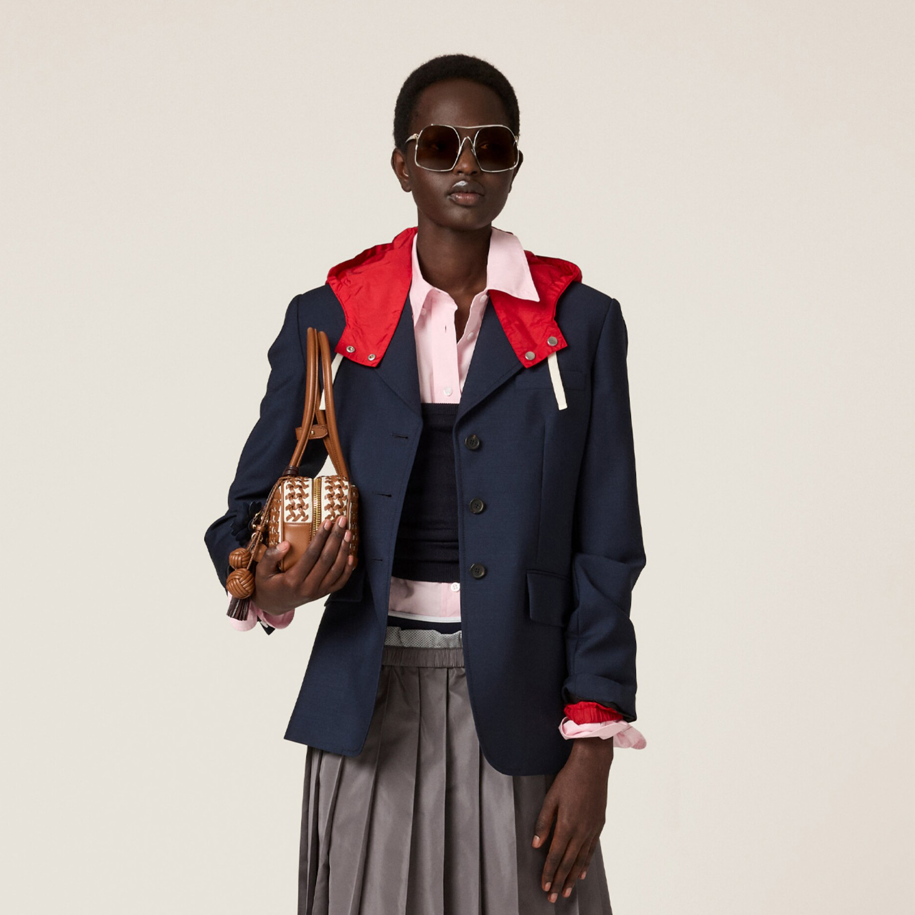 NIGO MiuMiu Women's Classic Spring/Autumn Fashion Single-breasted Wool Hooded Blazer Jacket #nigo78214