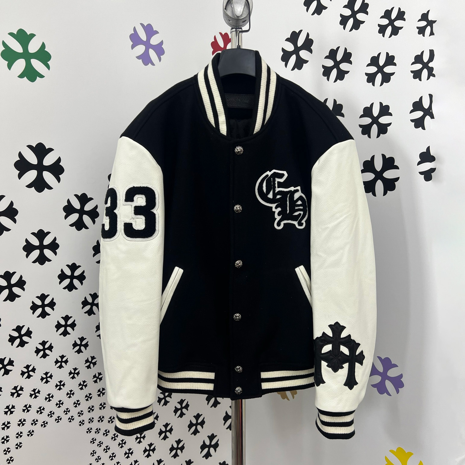 NIGO Chrome Hearts Men's Spring/Autumn Fashion Casual Patchwork Embroidered Baseball Jacket #nigo78222