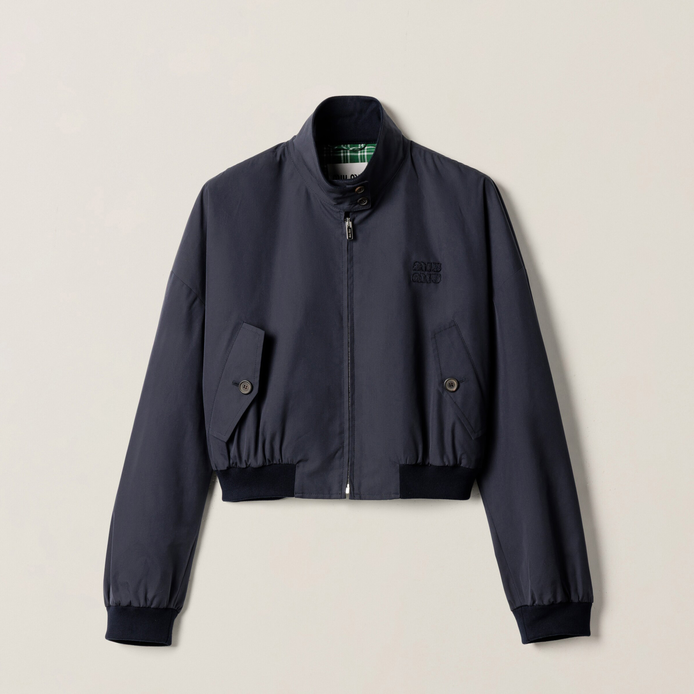 NIGO MiuMiu Women's Spring/Autumn Solid Color Fashionable Casual Stand Up Collar Zipper Checkered Cotton Jacket #nigo78213