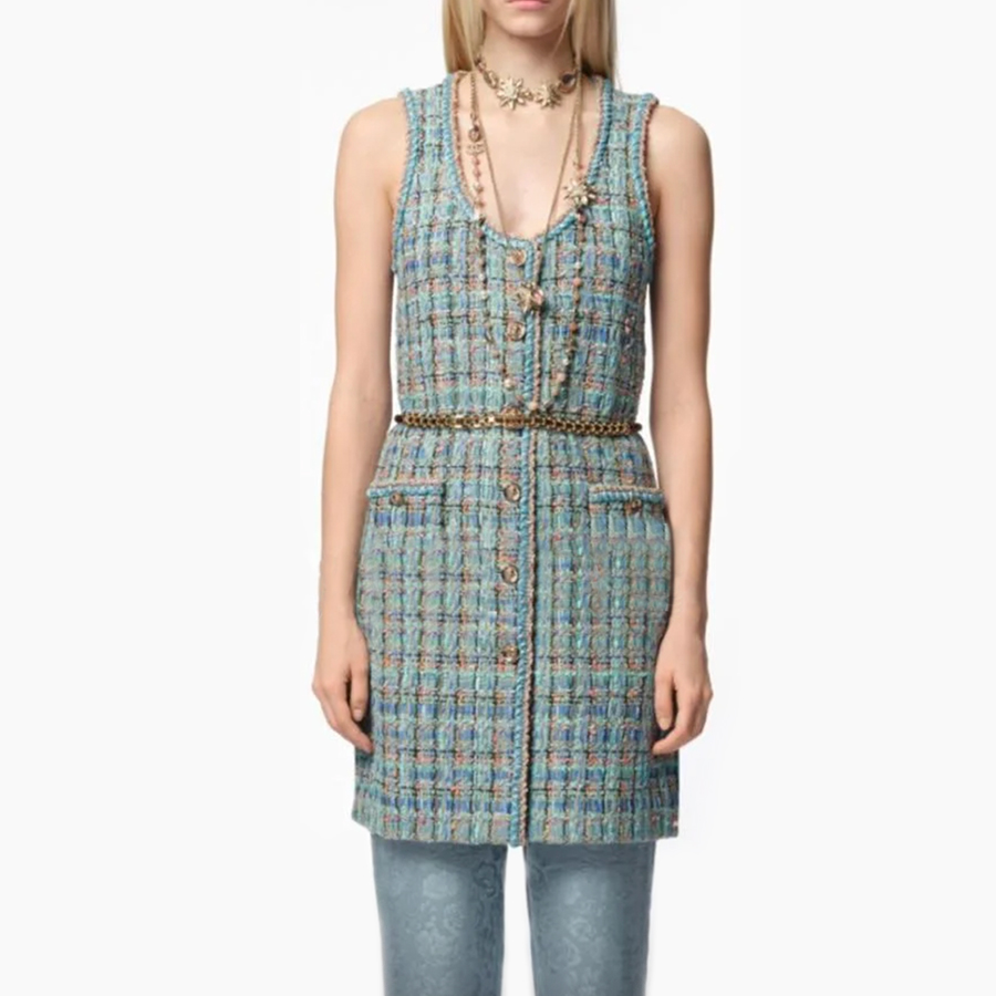 NIGO Chanel Women's High Street Summer Single-Breasted U-Neck Short Solid Color Cotton Twill Sleeveless Dresses Ngvp #nigo2145