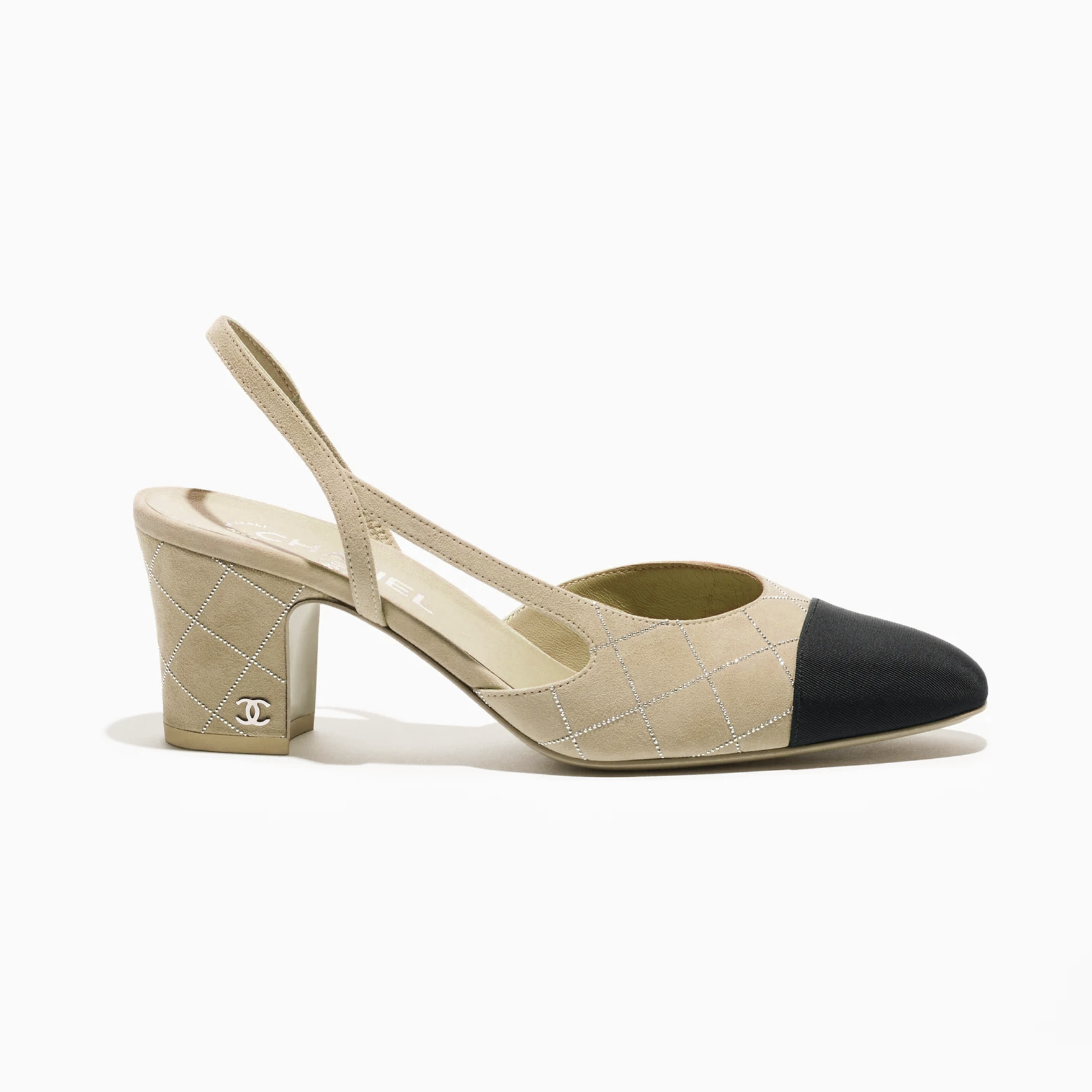 NIGO Chanel Women's Checkered Rhinestone Suede Cowhide Solid Color Chunky Heel High Heel Sandals Slingbacks Flat Shoes Spring, Summer, And Fall Casual Shoes Ngvp #nigo2143