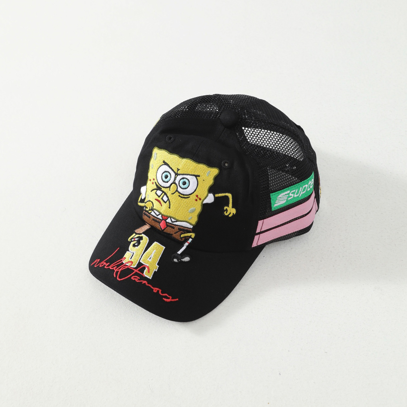 NIGO Supreme x SPONGEBOB SQUAREPANTS Men's And Women's Spring/Summer Spongebob Squarepants Co-branded Letter Embroidered Cartoon Hip Hop Duckbill Baseball Cap #nigo78232