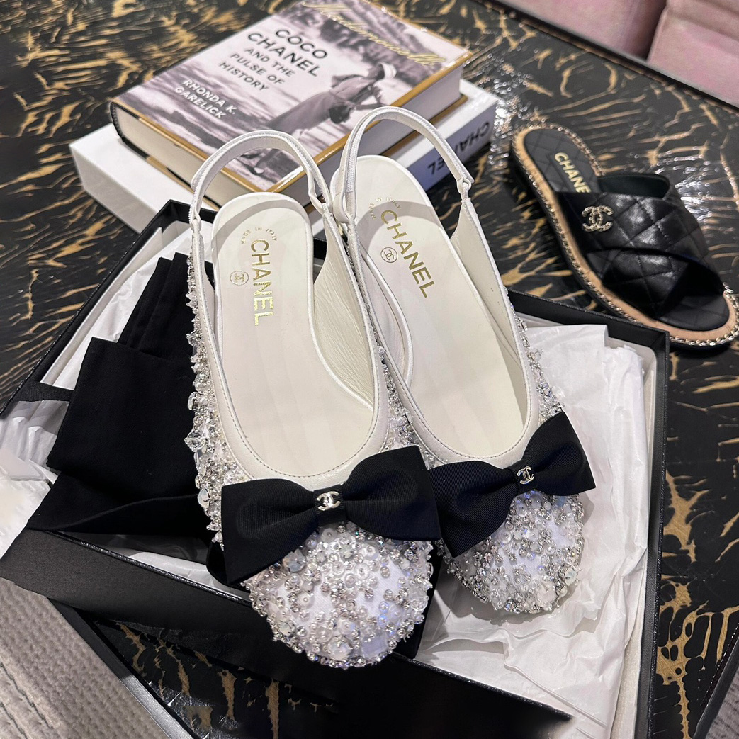 NIGO Chanel Women's Classic Fashion Spring Summer And Fall Bow Round Toe Diamond Mary Jane Shoes Slip-on Open Back Shoes #nigo78228