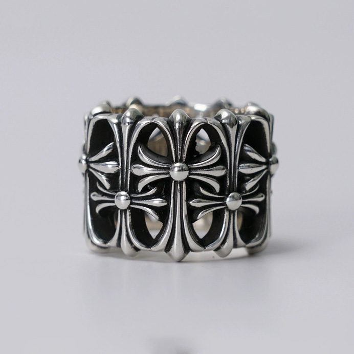 NIGO Chrome Hearts Men's And Women's Fashion Classic Tomb Overlapping Cross S925 Sterling Silver Couples Ring Trendy Jewellery Accessories #nigo78238