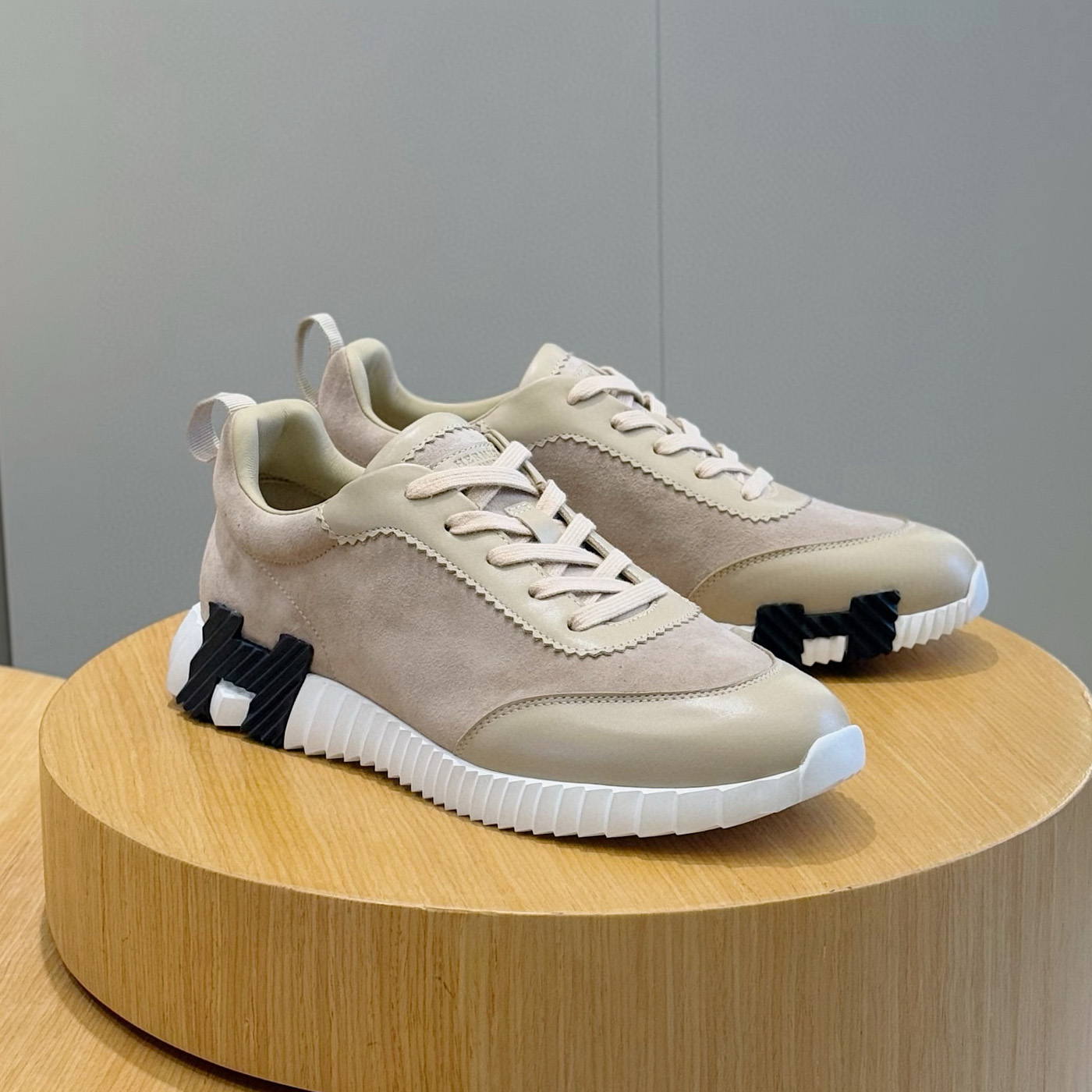 NIGO Hermes Men's Spring/Summer Fashion Casual Round Toe Lace Up Contrasting Color Suede Cowhide Low Top Sneakers #nigo78237