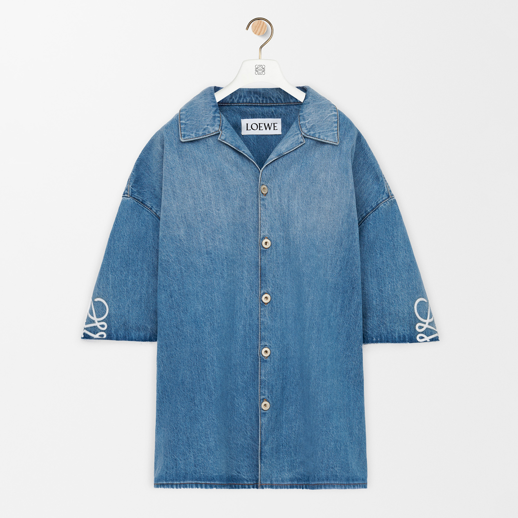NIGO Loewe Men's Spring/Summer Fashion Casual Cotton Collared Single-breasted Patterned Printed Washed Denim Short-sleeved Shirt #nigo78251