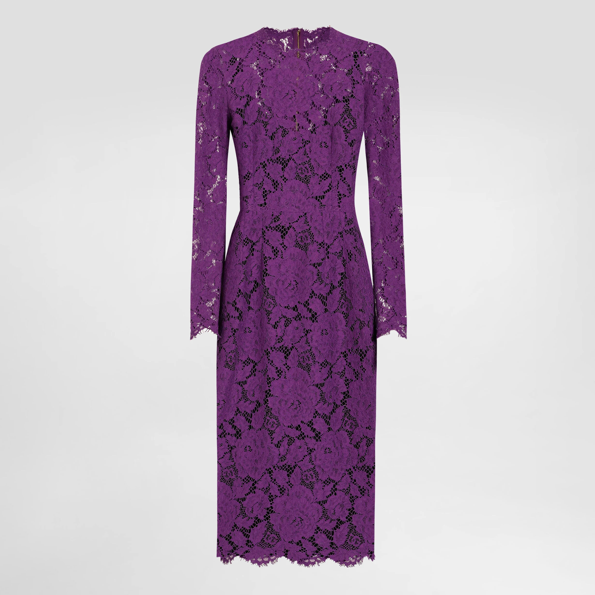 NIGO Dolce&Gabbana Women's Summer Cordonetto Lace Solid Color Round Neck Long Sleeve Slim Fit Dresses Ngvp #nigo2152