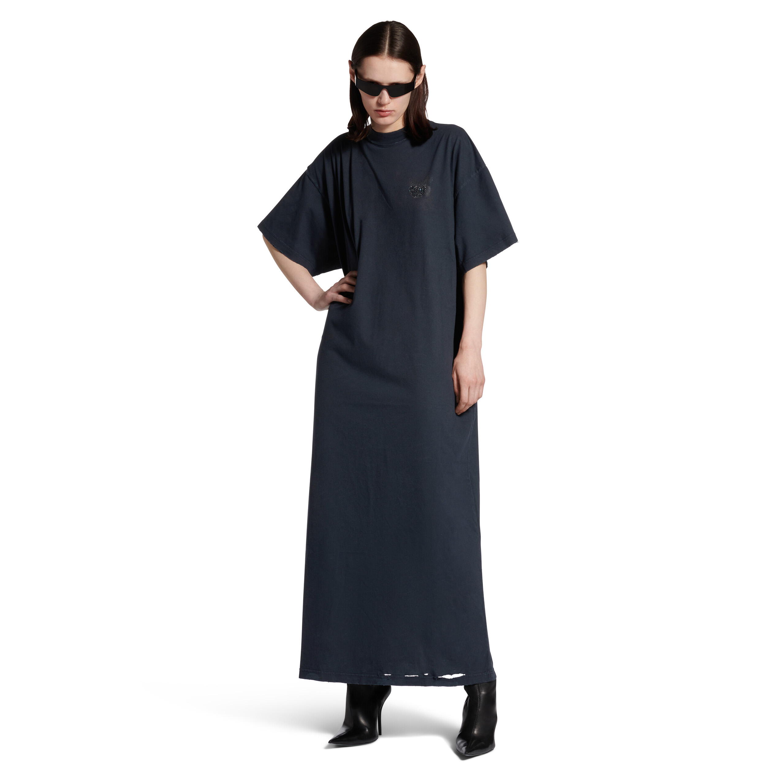 NIGO Balenciaga NAIL POLISH Women's Summer Fashion Casual Solid Color Round Neck Letter Print Short Sleeve Extra Long T-Shirt Dress #nigo78255