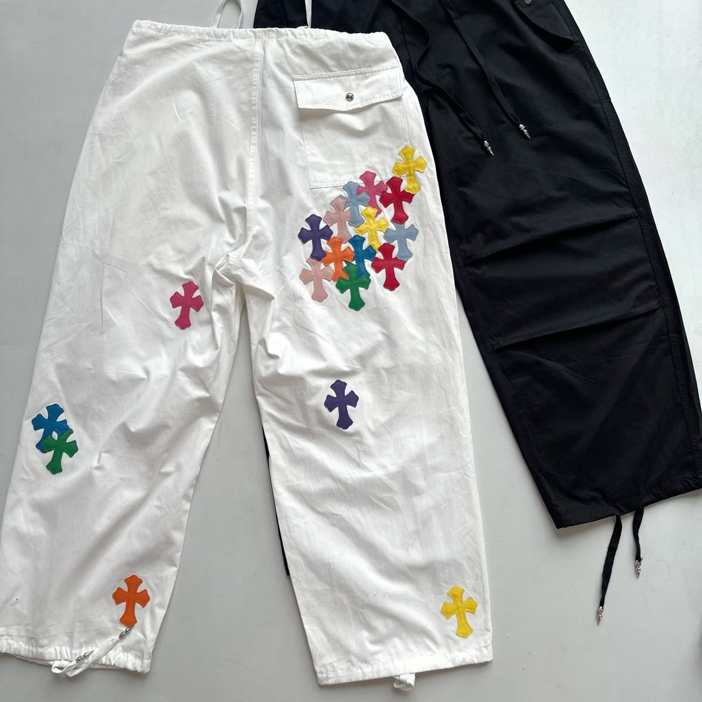 NIGO Chrome Hearts Men's And Women's Spring/Summer Solid Color Fashionable Casual Cross-decorated Straight leg Pants #nigo78249