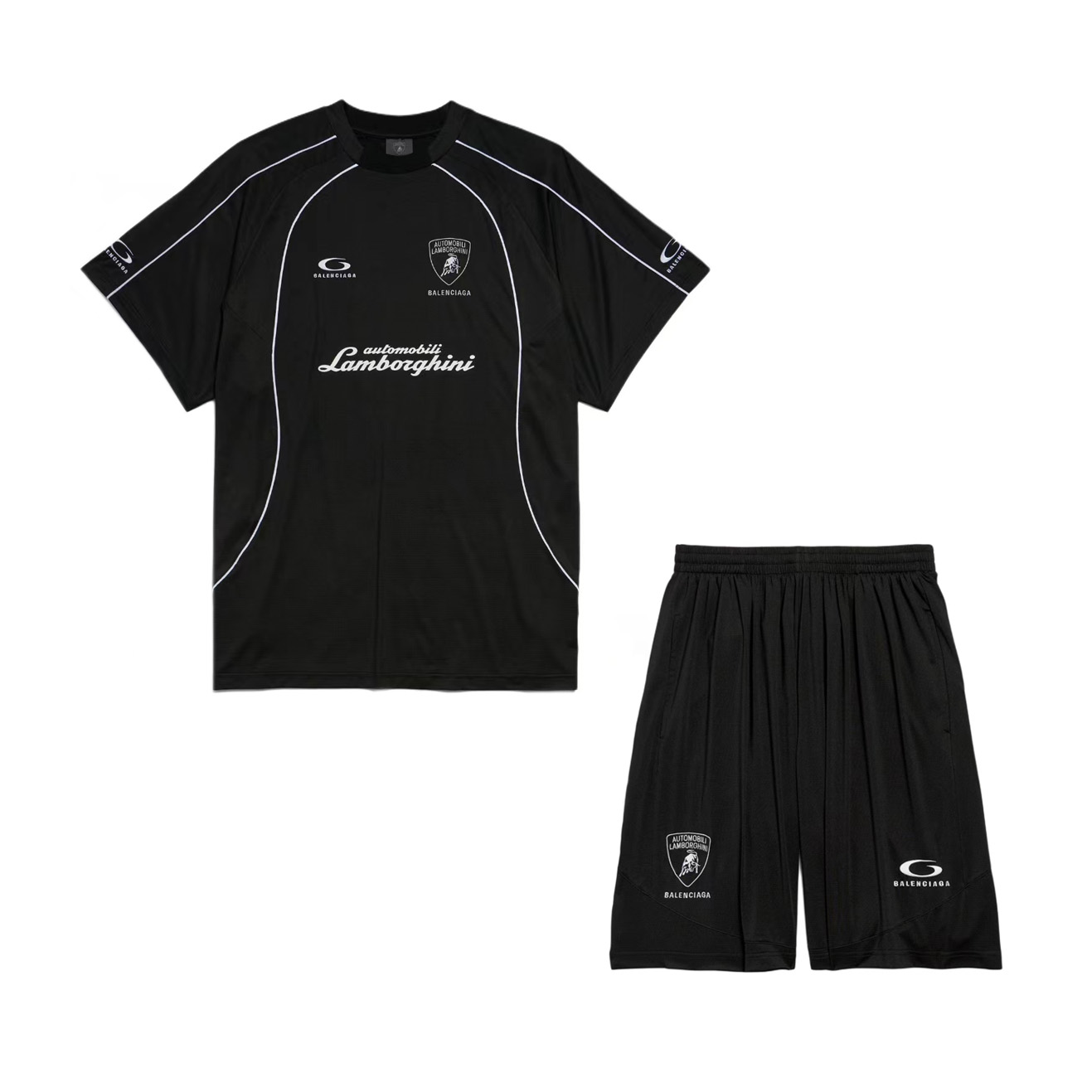 NIGO Balenciaga Men's And Women's Spring/Summer Fashion Casual Solid Color High Density Mesh Loose Fit Embroidered Logo T-shirt Loose Fit Casual Stretch Shorts Suit Set #nigo78258