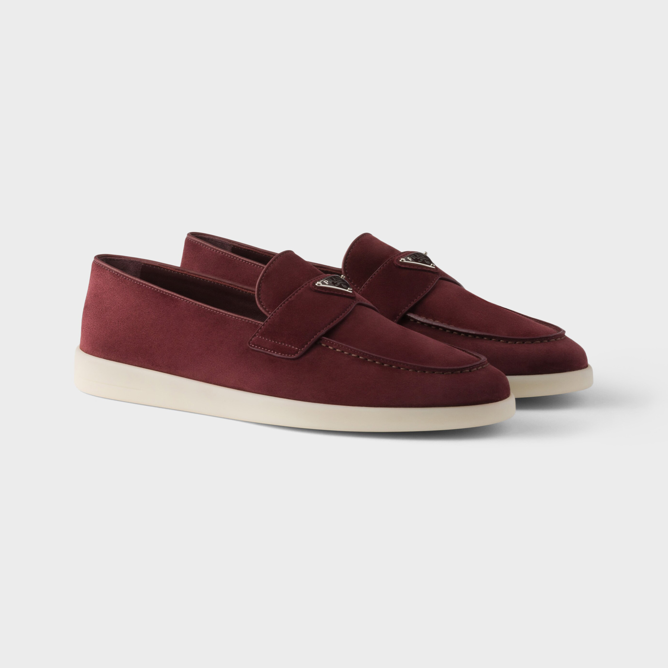 NIGO Prada Men's And Women's Spring/Summer Solid Color Fashionable Casual Round Toe Slip On Loafers In Cow Suede With Triangular Logo Shoes #nigo78267
