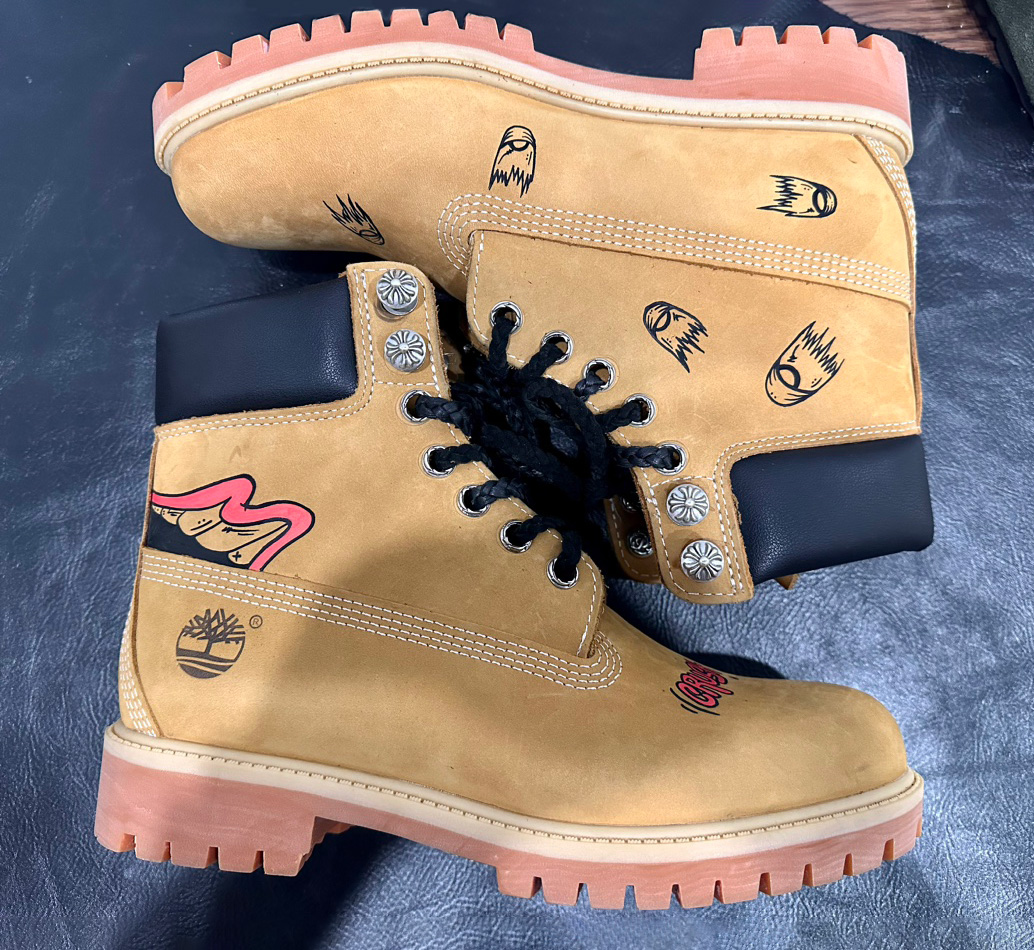 NIGO Chrome Hearts Men's And Women's Spring/Summer Fashion Trend Round Toe Lace Up Hand Painted Graffiti Boots Shoes #nigo78264