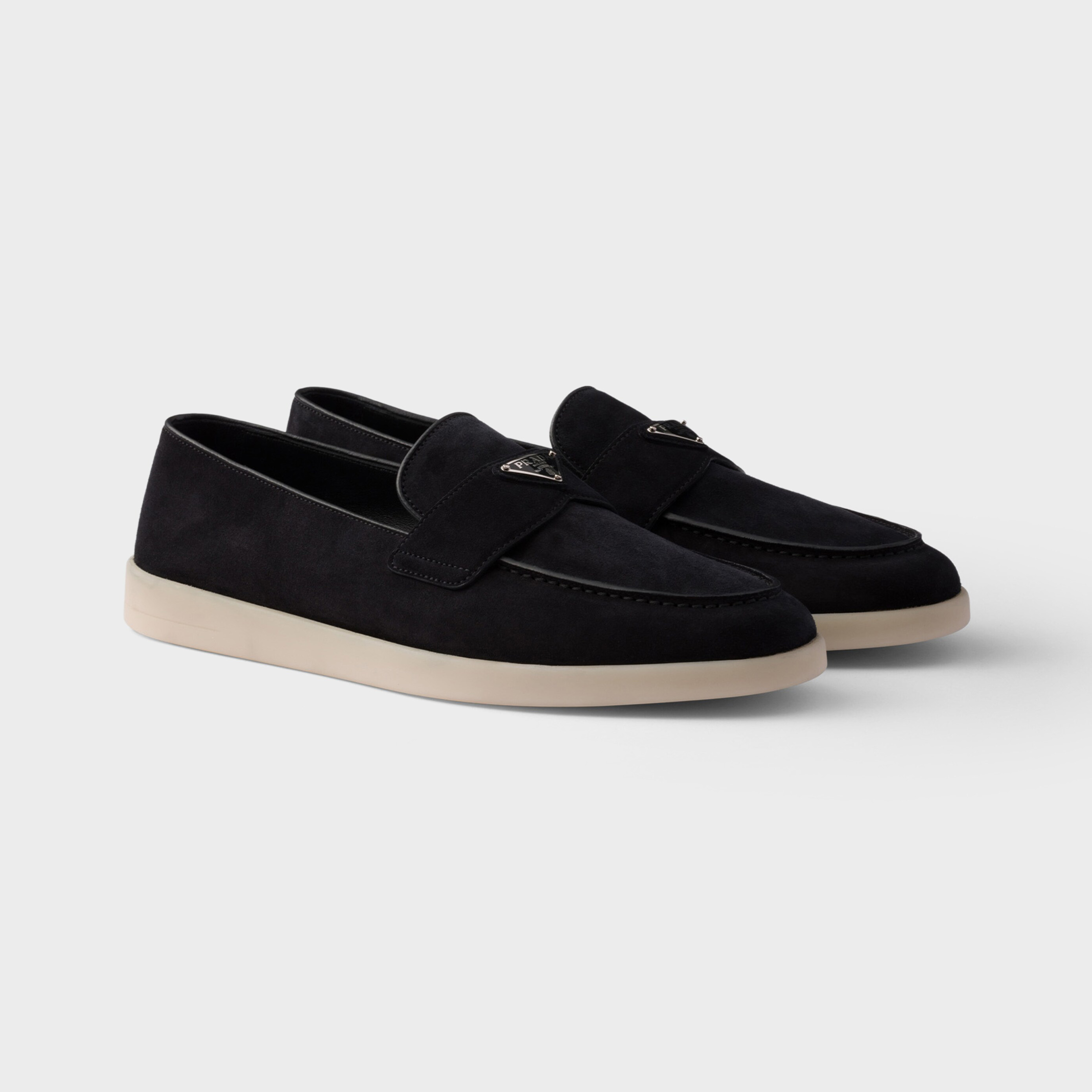 NIGO Prada Men's And Women's Spring/Summer Solid Color Fashionable Casual Round Toe Slip On Loafers In Cow Suede With Triangular Logo Shoes #nigo78267