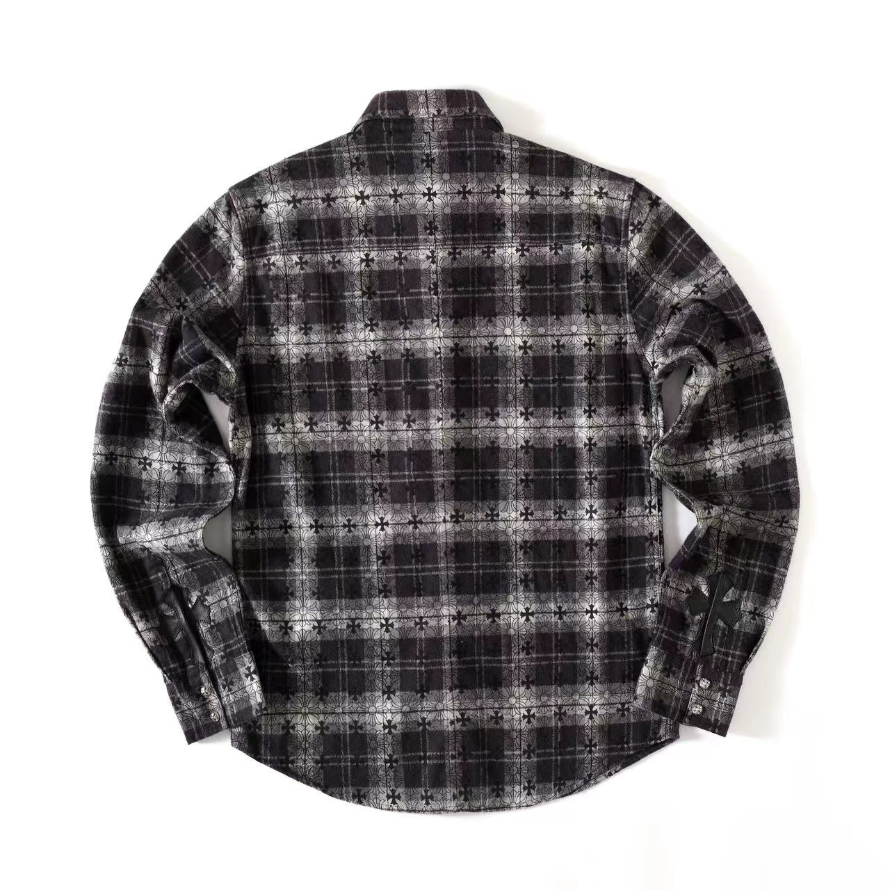 NIGO Chrome Hearts Men's And Women's Spring/Summer Fashion Casual Collared Single Breasted Logo Checkered Jacquard Woven Shirt #nigo78259
