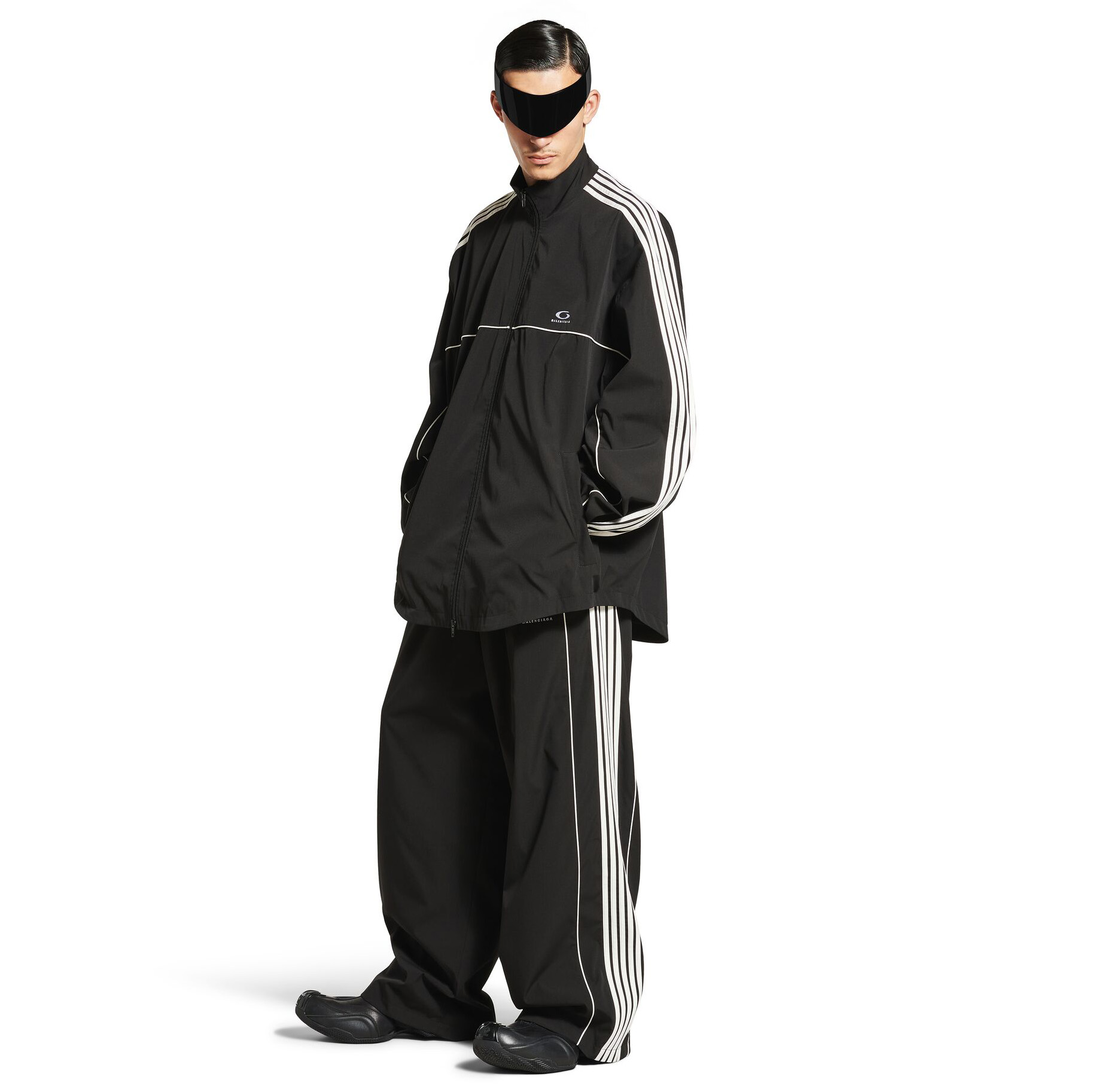 NIGO Balenciaga Men's And Women's Spring/Fall Fashion Casual Solid Color Striped Zipper Stand Up Collar Sports Embroidered Long Sleeve Loose Jacket #nigo78257