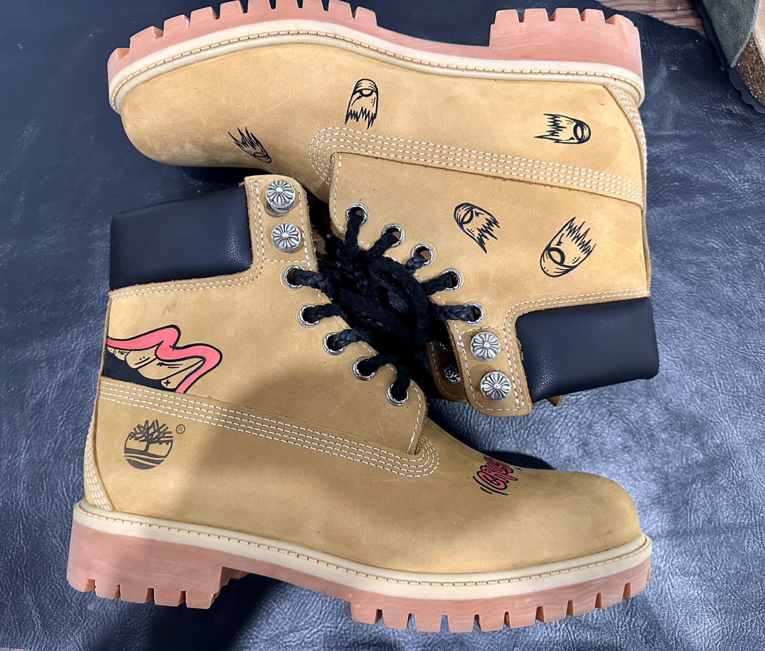 NIGO Chrome Hearts Men's And Women's Spring/Summer Fashion Trend Round Toe Lace Up Hand Painted Graffiti Boots Shoes #nigo78264