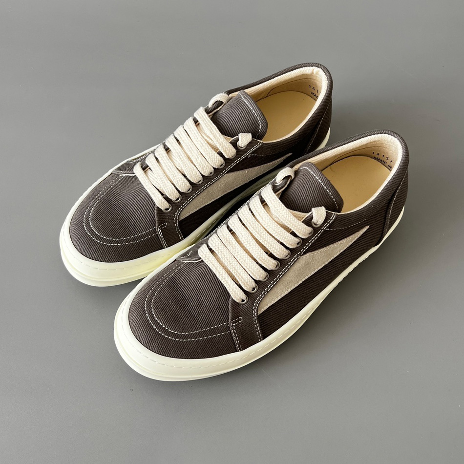 NIGO Rick Owens DRKSHDW Men's And Women's Spring/Summer Fashion Casual Round Toe Lace Up Low Top Twill Canvas Shoes #nigo78281