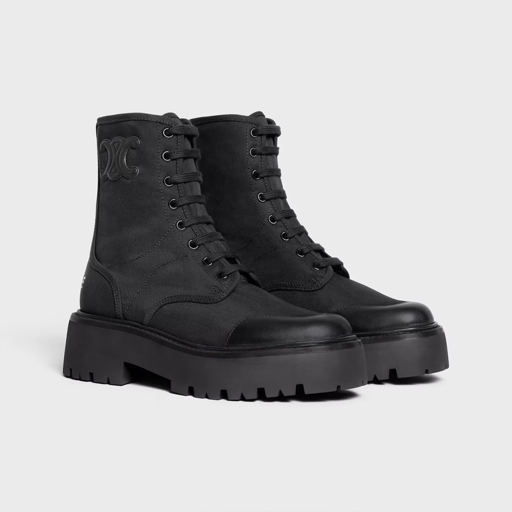 NIGO Celine Women's Spring/Fall Fashion Classic Nylon Glossy Leather Lace Up Thick Sole Martin Boots Short Boots Shoes #nigo78277