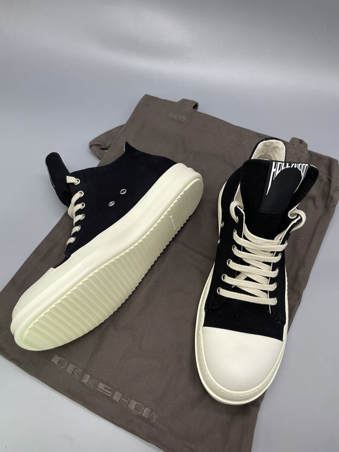 NIGO Rick Owens DRKSHDW Men's And Women's Spring/Summer Fashion Casual Solid Colour Low Top Coarse Twill Canvas And Leather Round Toe Lace Up Canvas Shoes #nigo78279