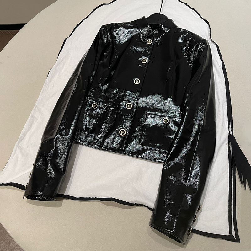 NIGO Chanel Women's Spring/Autumn Single-Breasted Sheepskin Leather Solid Color Stand-Up Collar Long Sleeve Jacket Ngvp #nigo2155