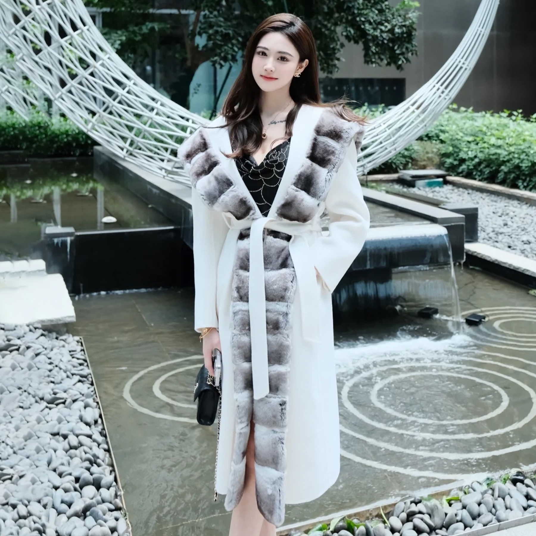 NIGO Dior Women's Fall And Winter Luxury High Street Design Cashmere Coat 30%cashmere 70% Australia Imported Wool Wool Collar Fashion Trend Long Jacket Ngvp #nigo2237