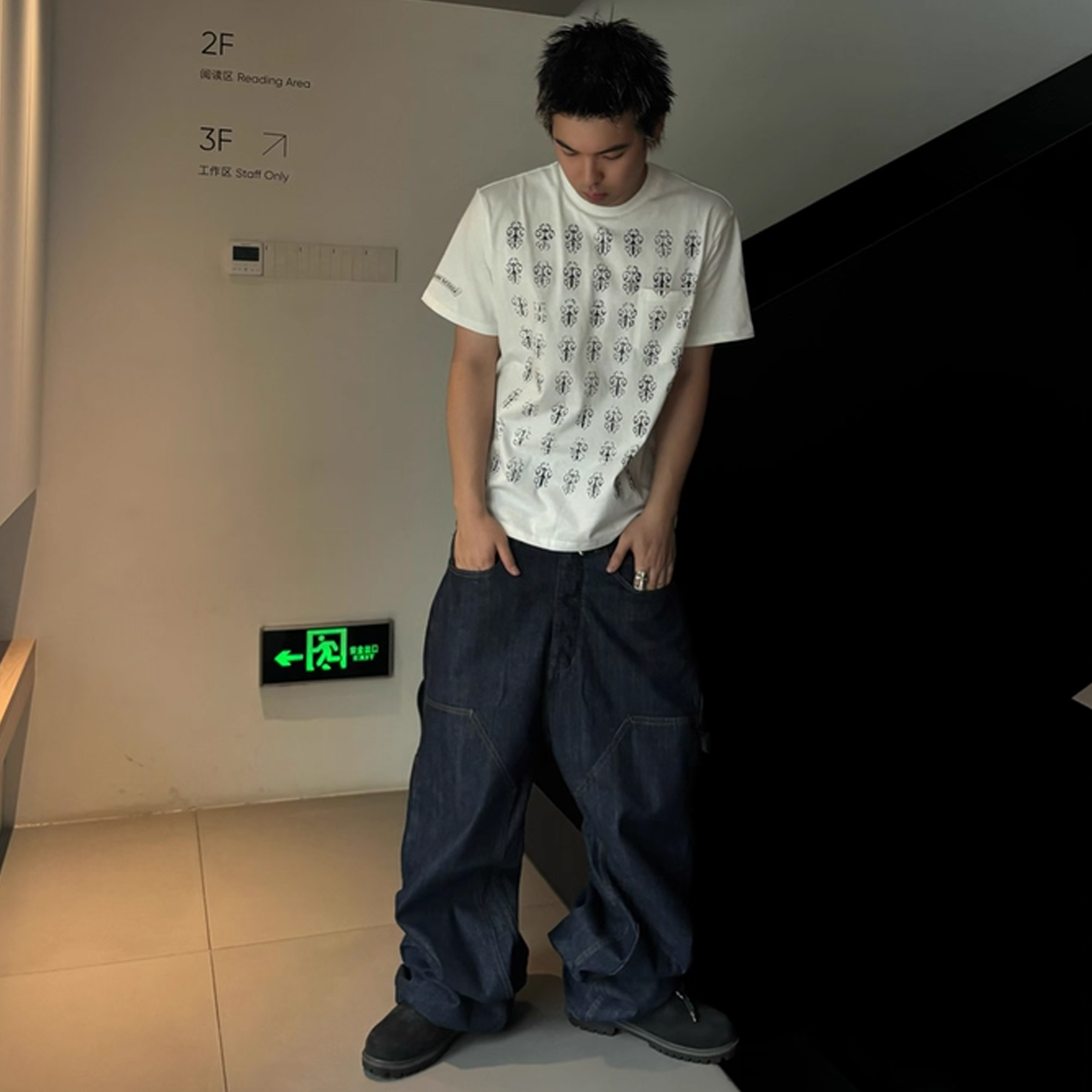 NIGO Chrome Hearts Baoshan Full Print Top T-shirt Men's Spring And Summer Fashion White Short-sleeved T-shirt #nigo81431