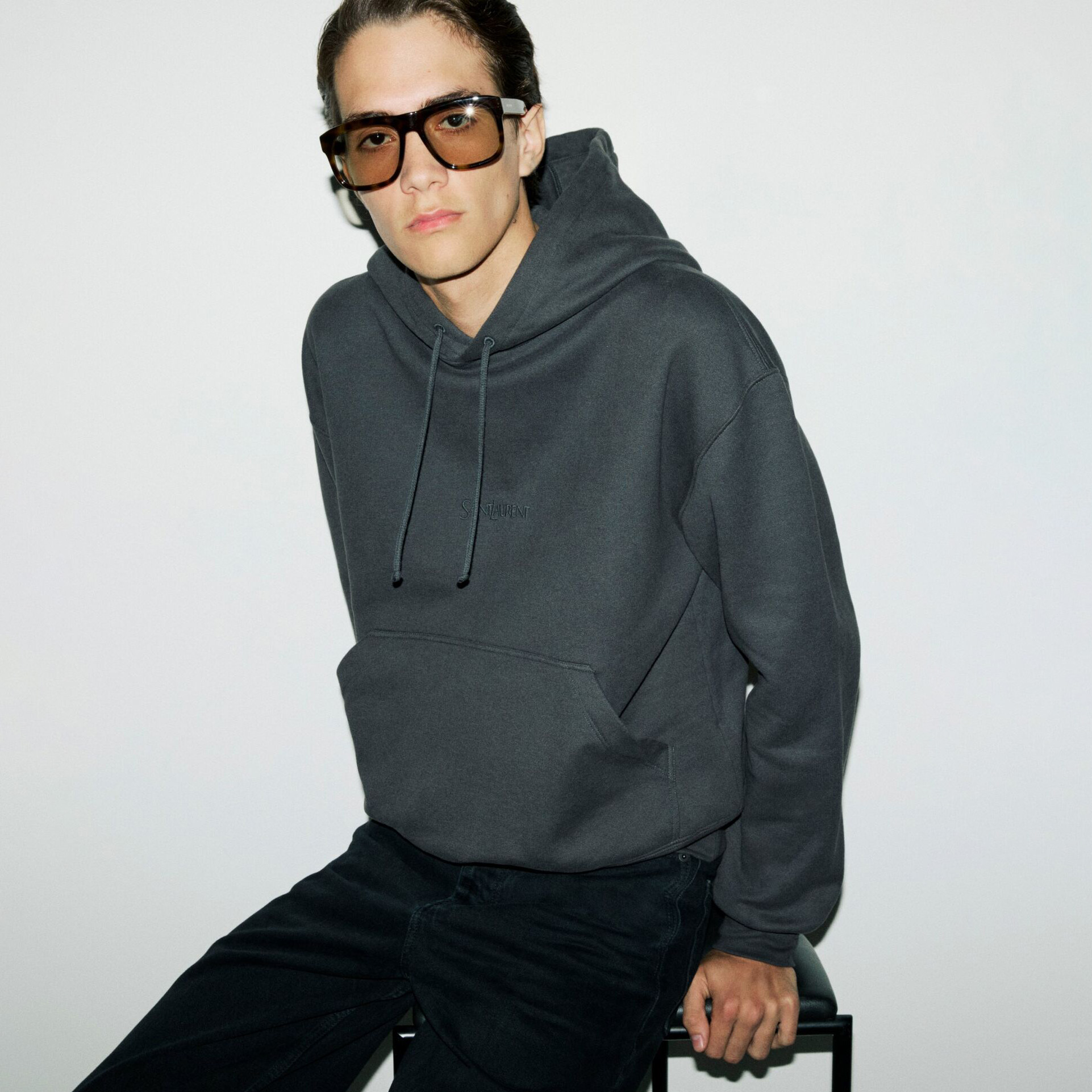 NIGO Saint Laurent Men's Spring/Autumn Solid Colour Casual Letter Embroidery Hooded Drawstring Pullover Long Sleeve Sweatshirt Pullover Hoodie #nigo78282