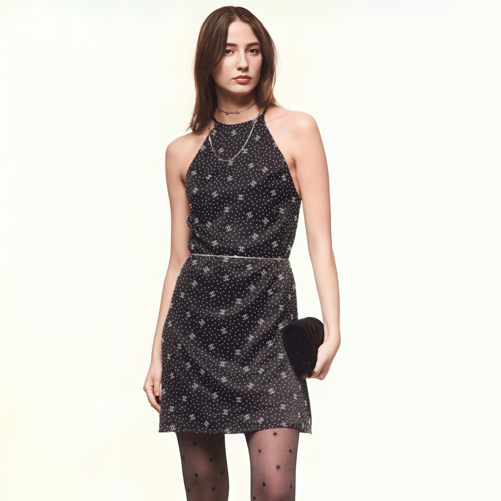 NIGO Chanel Women's Summer Fashion Casual Logo Print Round Neck Sleeveless Silk Dress #nigo78287