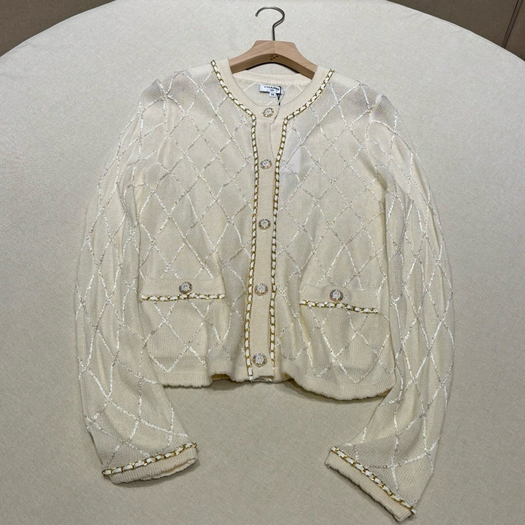 NIGO Chanel Women's Spring/autumn Black And White Double C Series Fashionable Elegant Delicate Cardigan Gold Line Single-breasted Knitted Sweater Ngvp #nigo2242