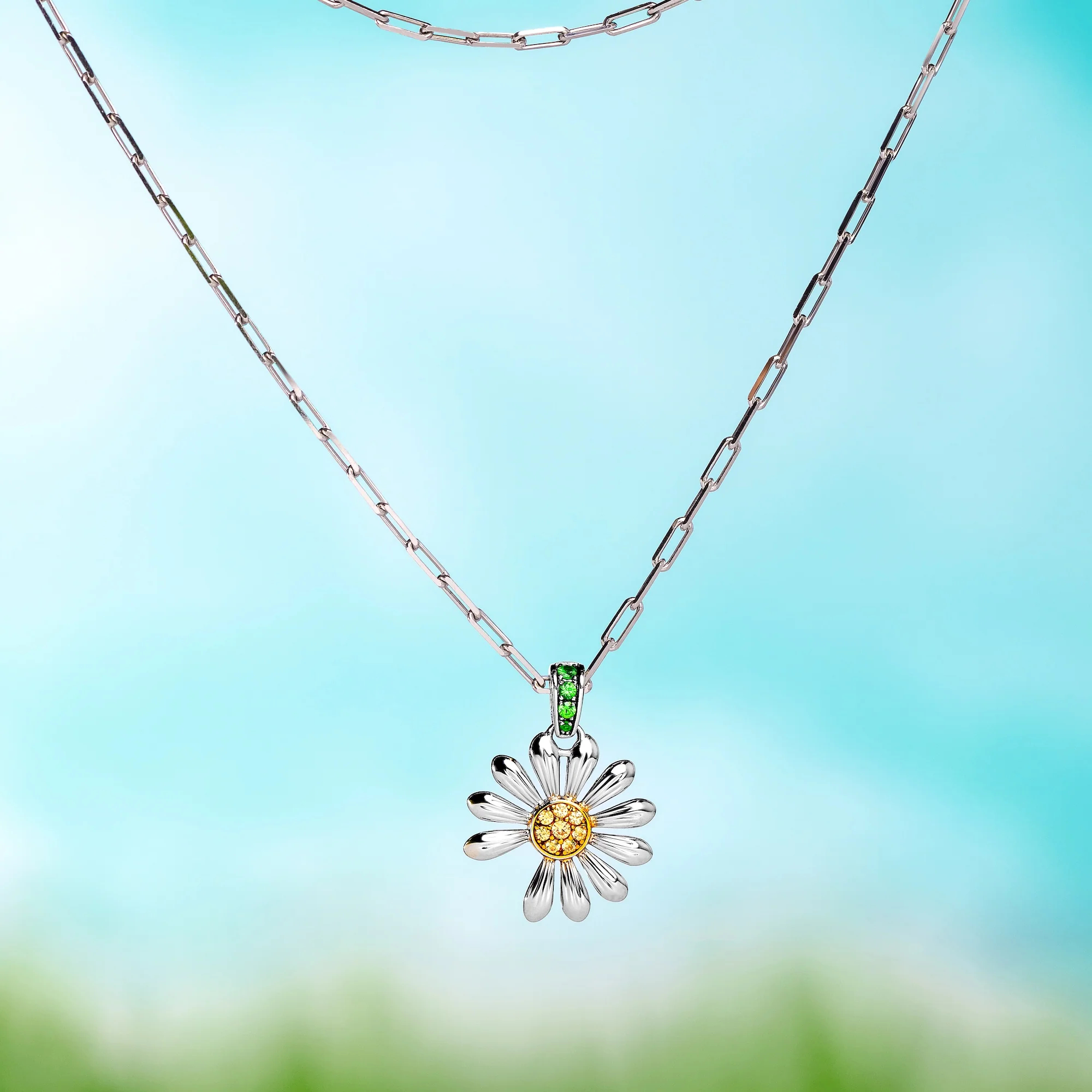 NIGO Jacob & Co. X PEACEMINUSONE Men's And Women's 925 Silver Pendant Multi-Color Collarbone Chain Fashion Daisy Necklace Accessories Ngvp #nigo2265