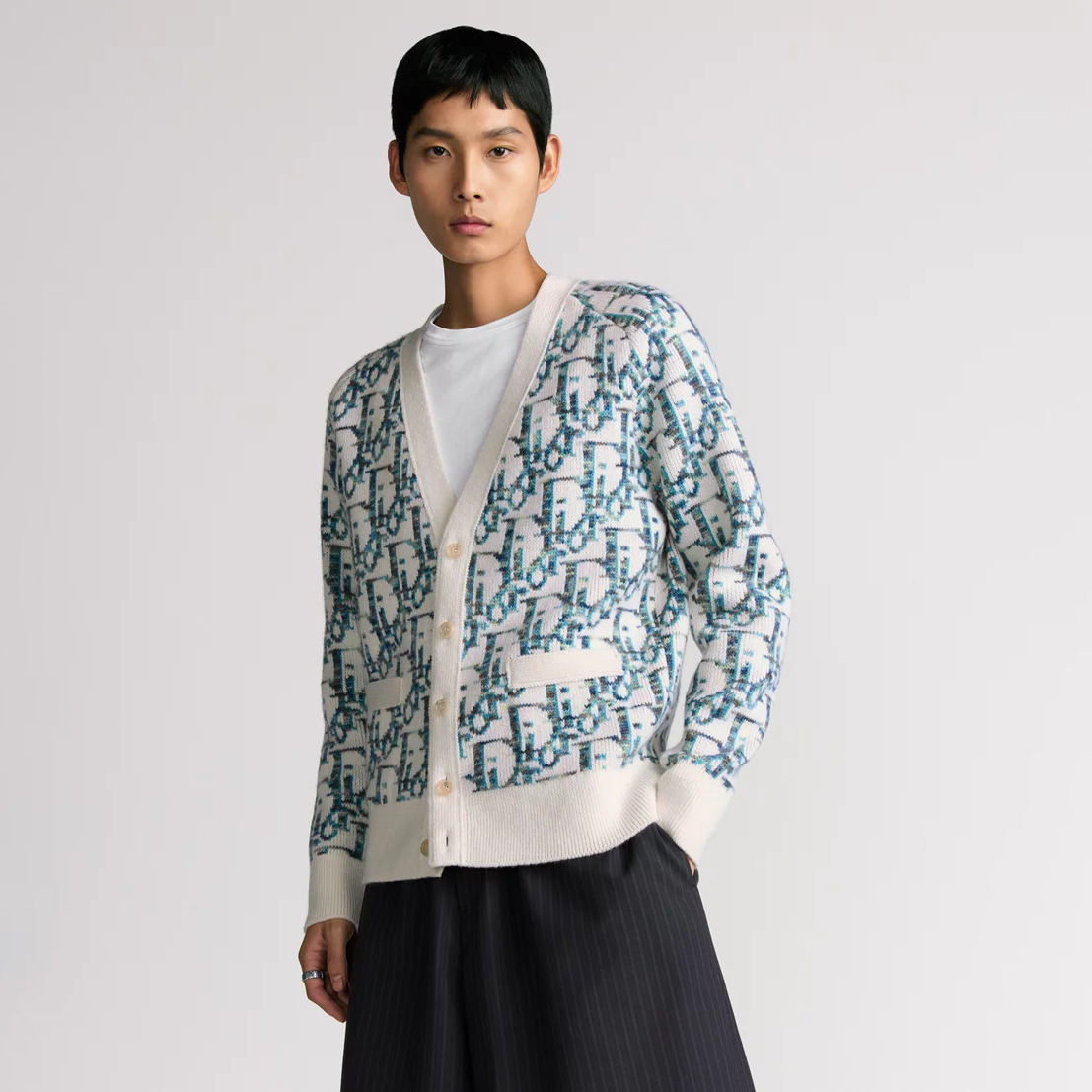 NIGO Dior Men's And Women's Spring/summer Fashion Casual Sheep Wool Jacquard Fabric Oblique Print Single Breasted V-neck Long Sleeved Sweater Knitted Cardigan #nigo78296