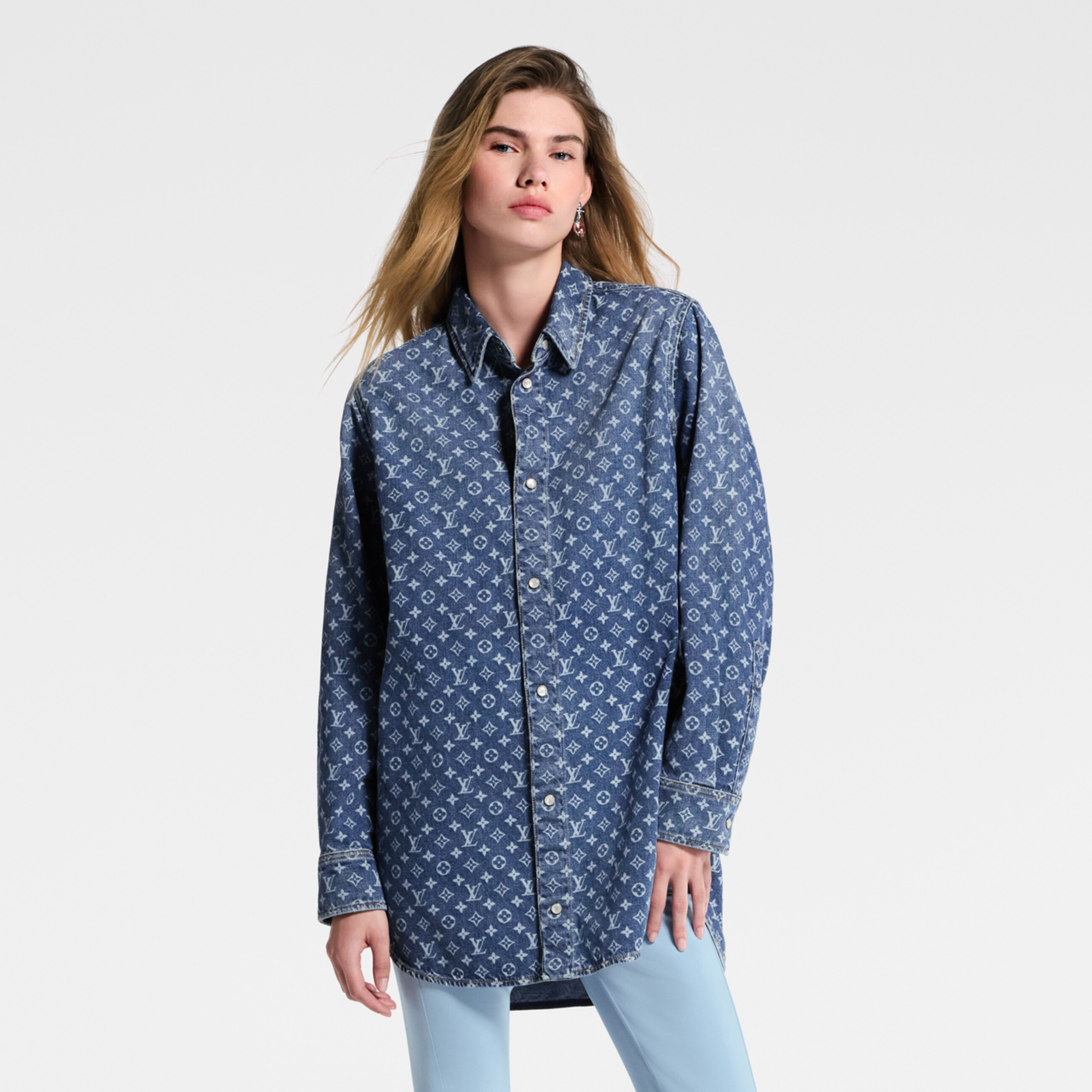 NIGO Louis Vuitton Men's And Women's Spring/Summer Fashion Casual Denim Washed Vintage Loose Print Shirt #nigo78311