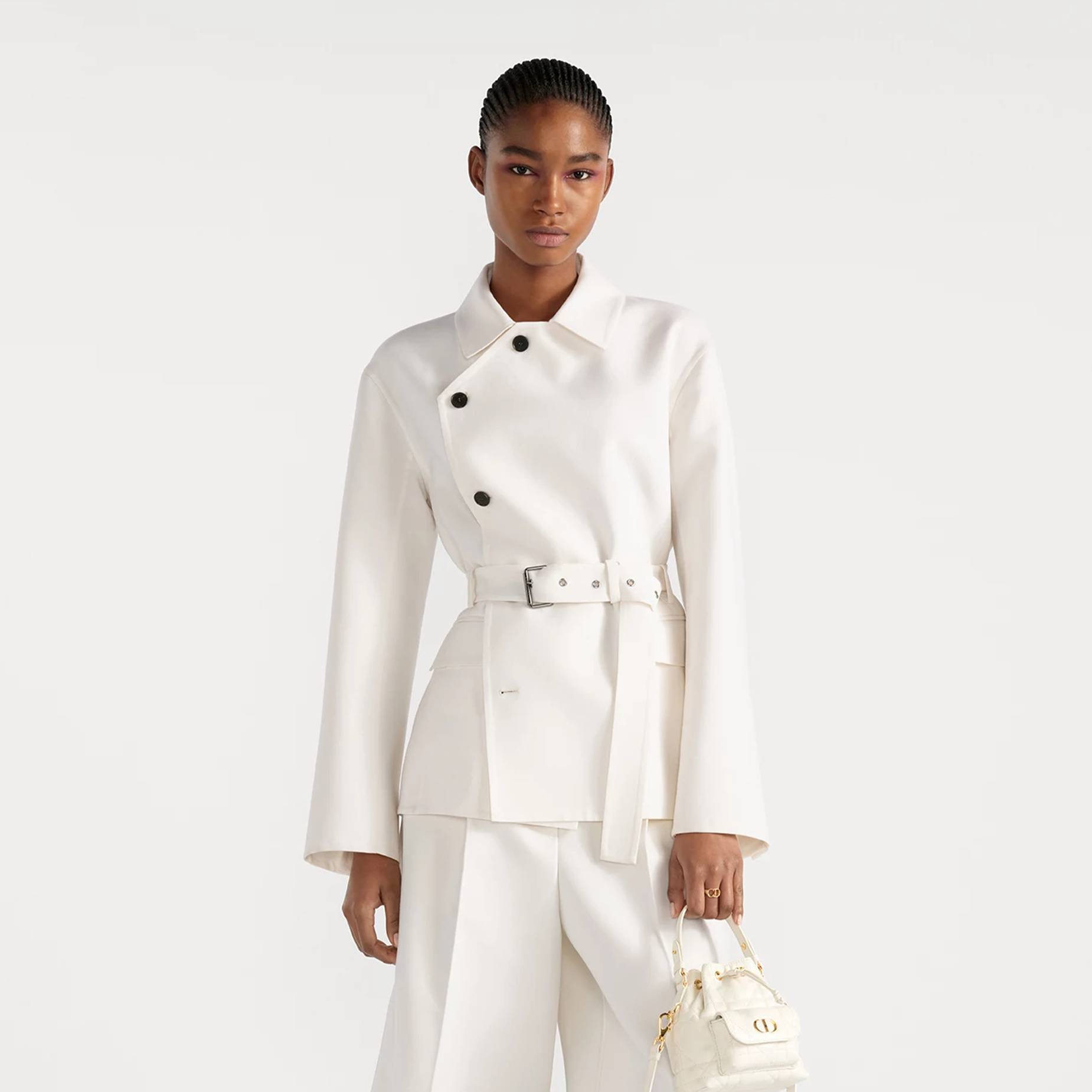 NIGO Dior Women's Spring/Autumn Silk-Blend Solid Color Belted Lapel Single-Breasted Slim-Fit Long-Sleeved Blazer Jacket Ngvp #nigo2271