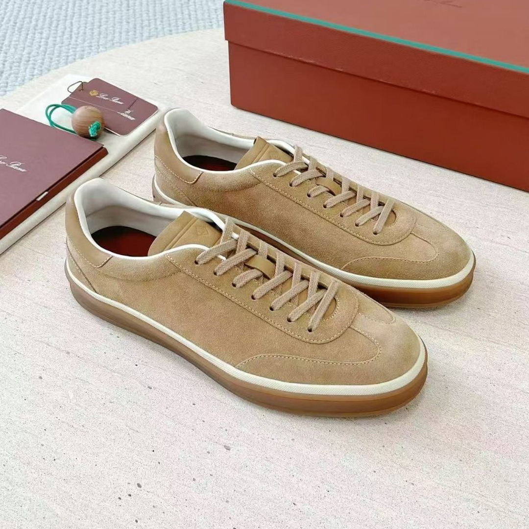 NIGO Loro Piana Men's Tennis Walk Dexun Sports Shoes Suede Round Toe Lace-Up Solid Color Four-Season Casual Shoes Low-Top Sneakers Ngvp #nigo2268